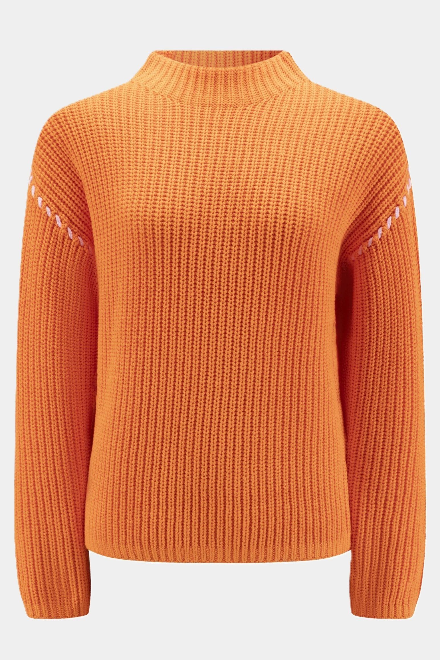 six-o-seven Strickpullover Six-o-Seven Grobstrickpullover mit Stehkragen - ORANGE