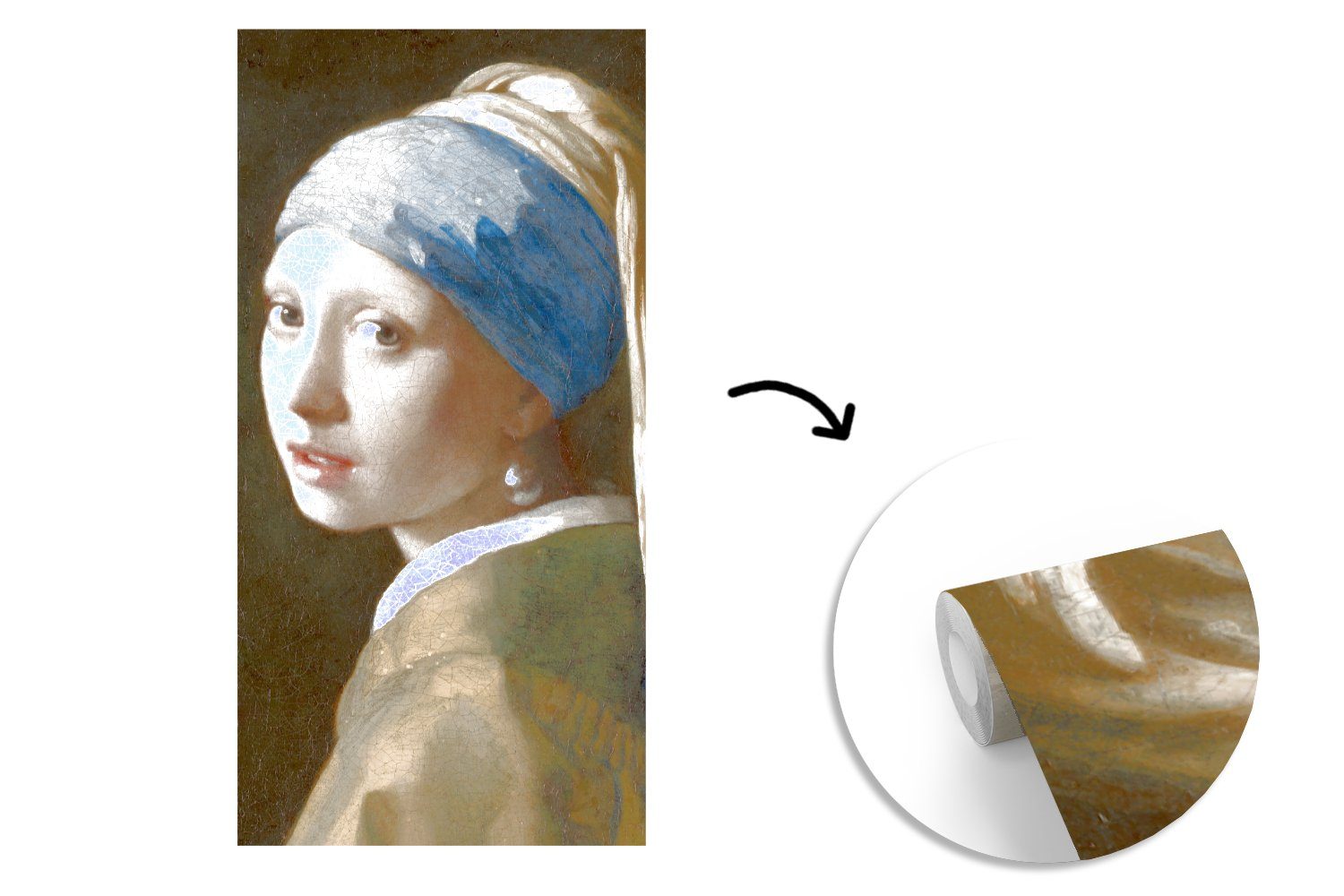 bedruckt, Gemälde Vliestapete Vermeer, für Perlenohrring (2 dem - von MuchoWow Matt, Das Küche, Fototapete Fototapete Schlafzimmer mit Johannes Wohnzimmer Mädchen St),