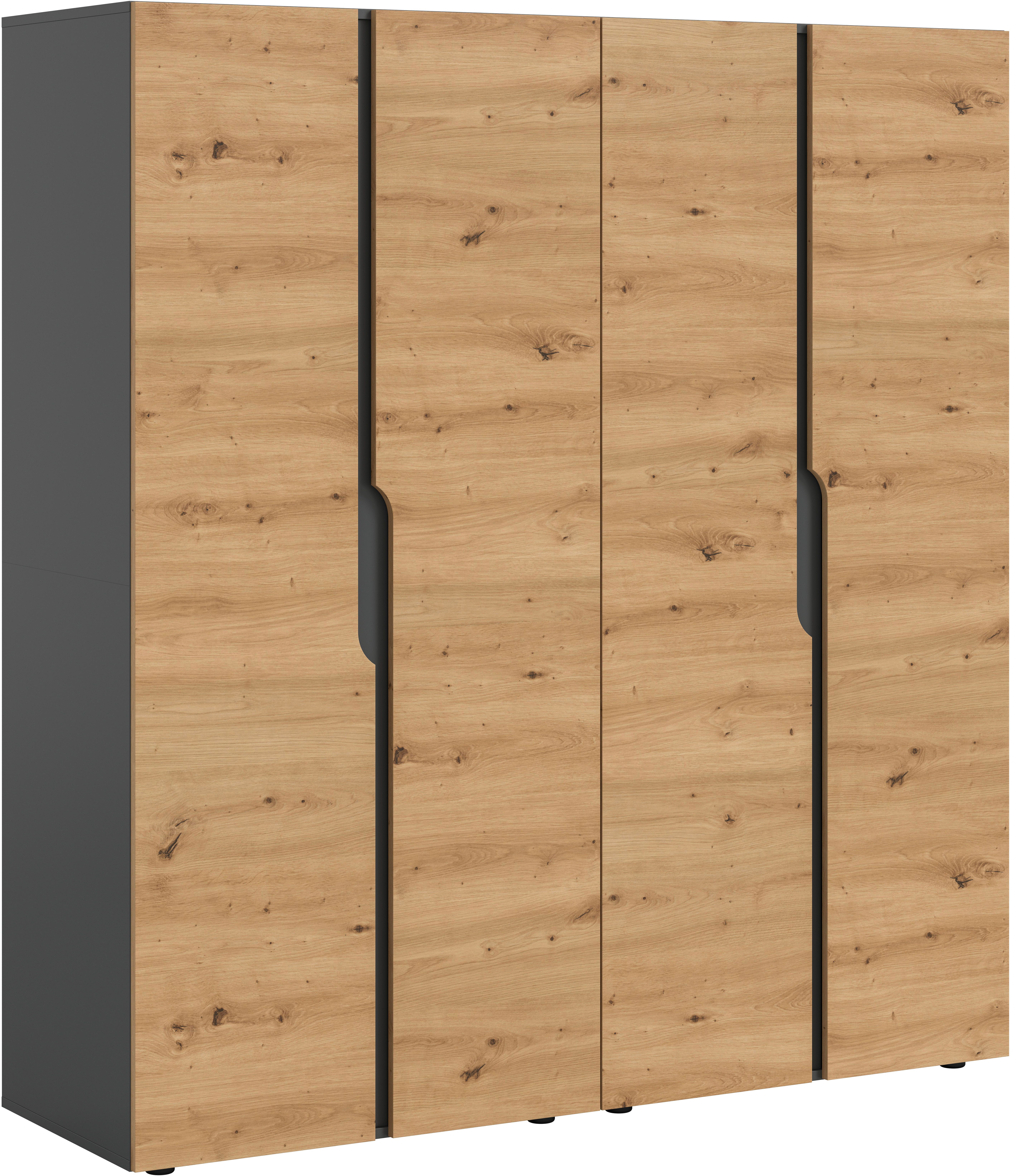 Home affaire Kleiderschrank BJÖRNEBORG, Schlafzimmerschrank, Garderobe, Schrank (inklusive Wechselblende in anthrazit und Artisan Eiche Nachbildung) 2 Schränke, je 80 cm breit, 2 Kleiderstange, 4 Böden