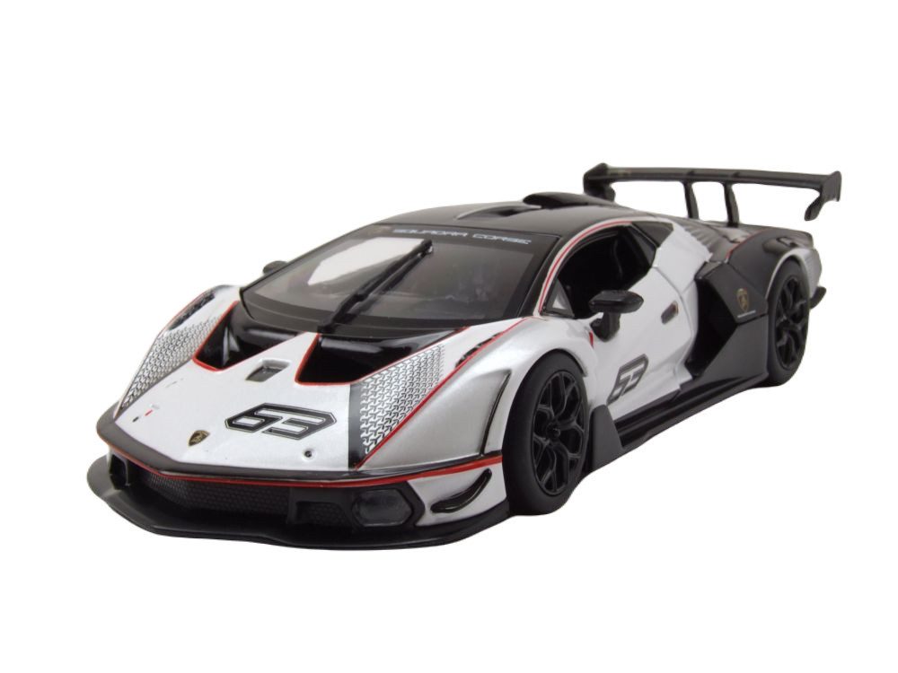Bburago Modellauto Lamborghini Essenza SCV12 weiß schwarz, Maßstab 1:24