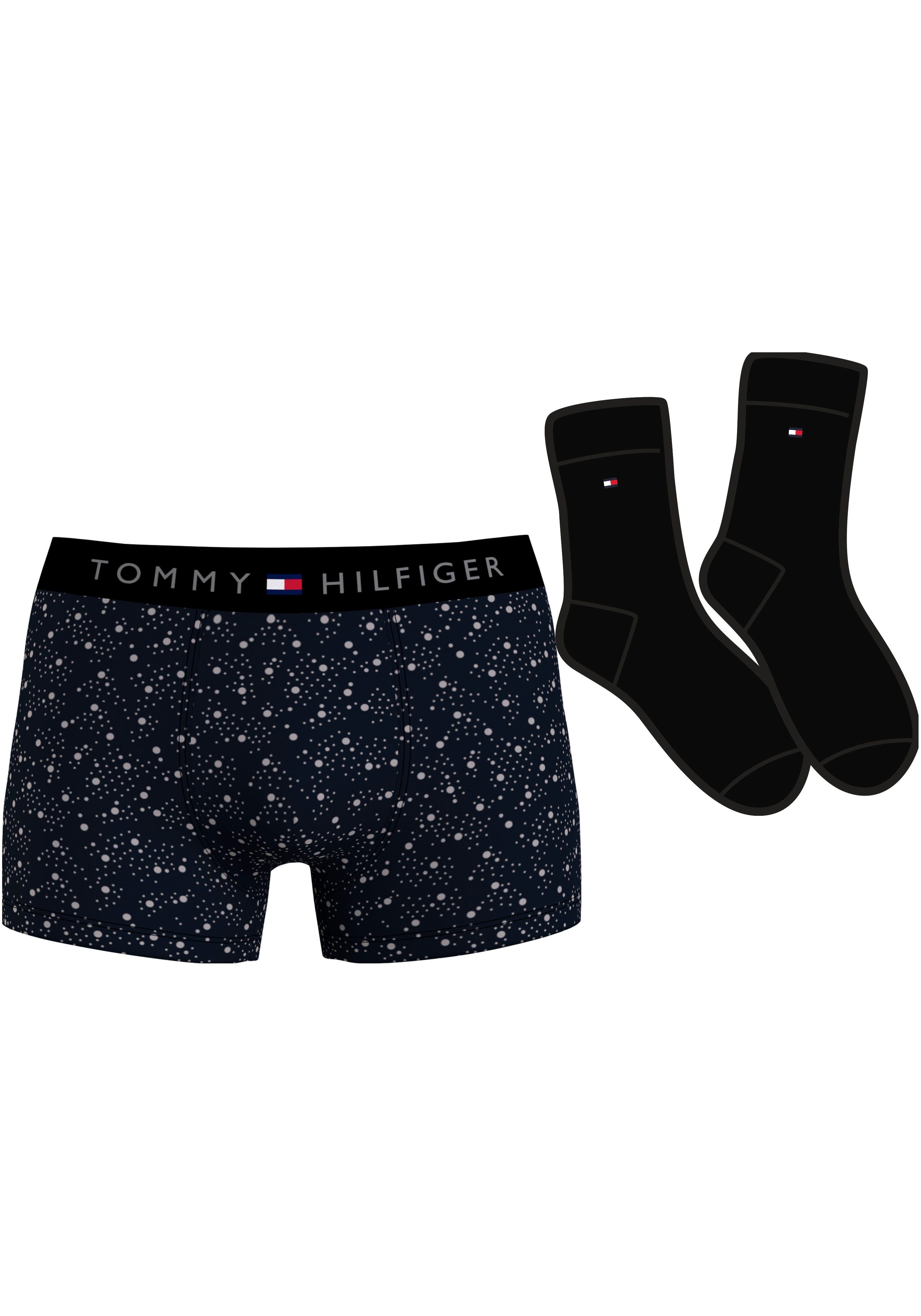 & (2-St) SOCK mit Logo-Elastikbund TRUNK PRINT Underwear Tommy Trunk GOLD Hilfiger WB SET