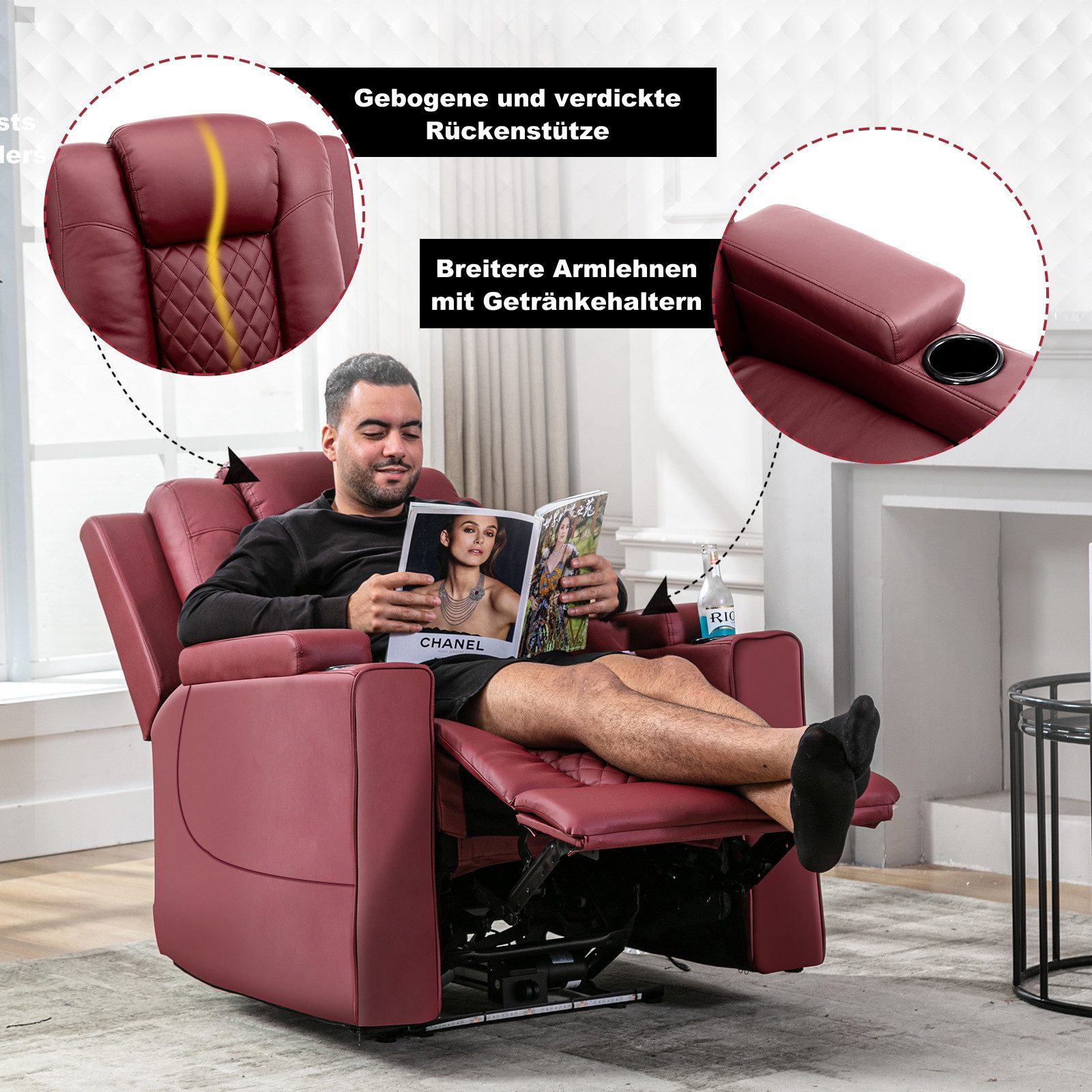 COMHOMA Relaxsessel Elektrisch Massagesessel mit Massagefunktion, LED, elektisch verstellbar