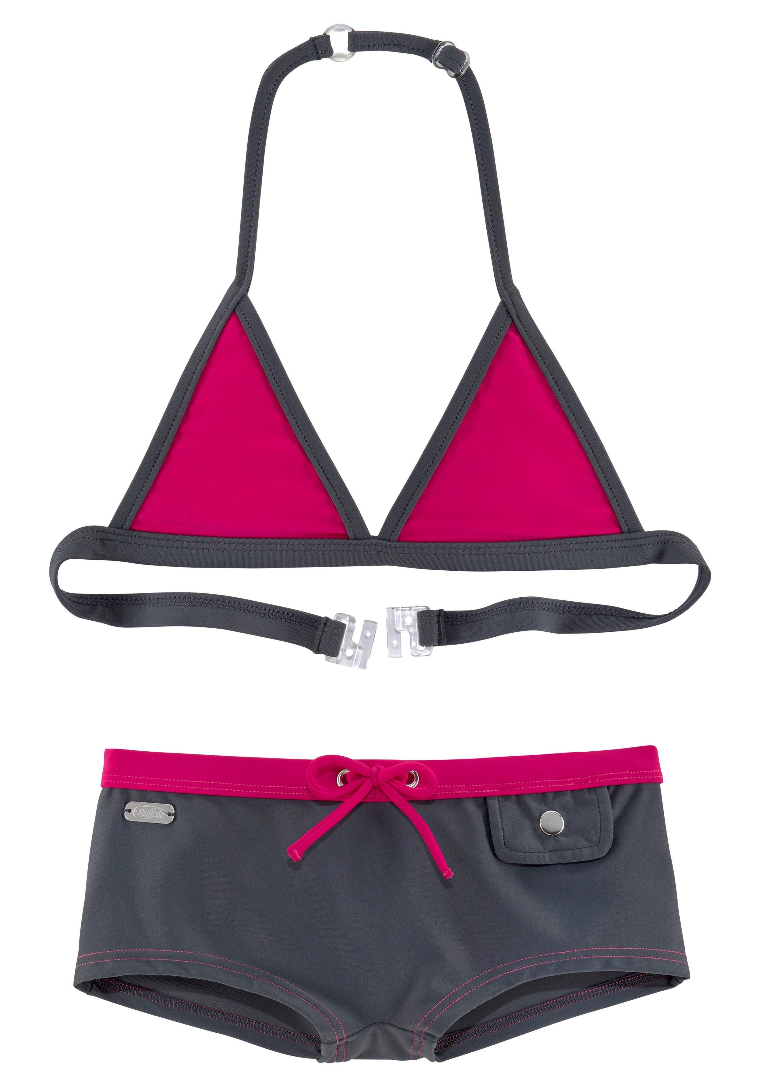 trendiger Buffalo Triangel-Bikini grau-pink Hotpants mit
