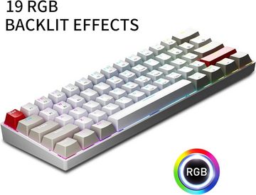 NEWMEN GM610Pro 60 Prozent Mechanische Kabellose TKL Gaming- Tastatur (mit extra Tastenkappen-Set,RGB-Hintergrundbeleuchtung QWERTY)