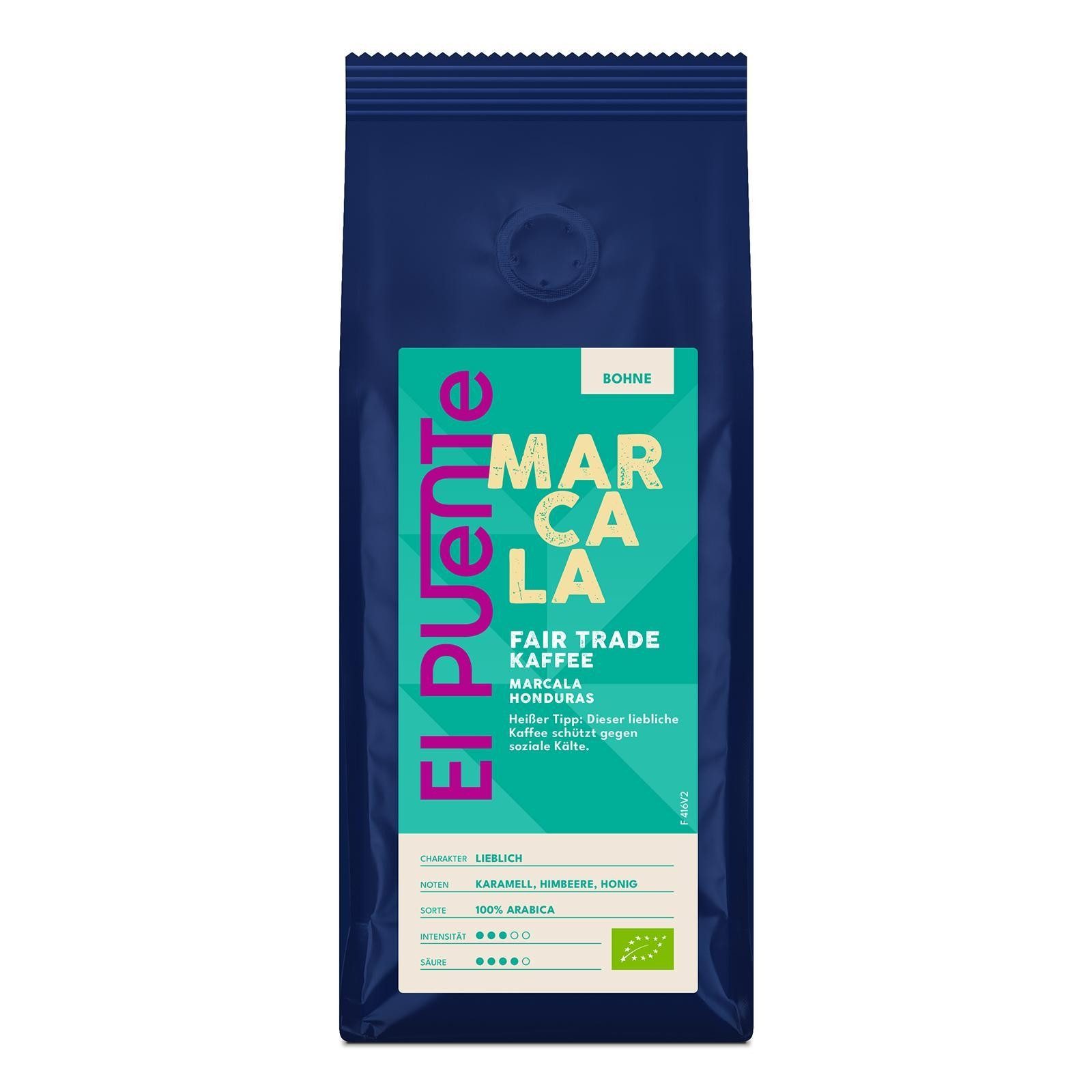 El Puente Kaffee Marcala - Bio-Kaffeebohnen 250 g, Fair Trade, Vegan, Bio, Handmade
