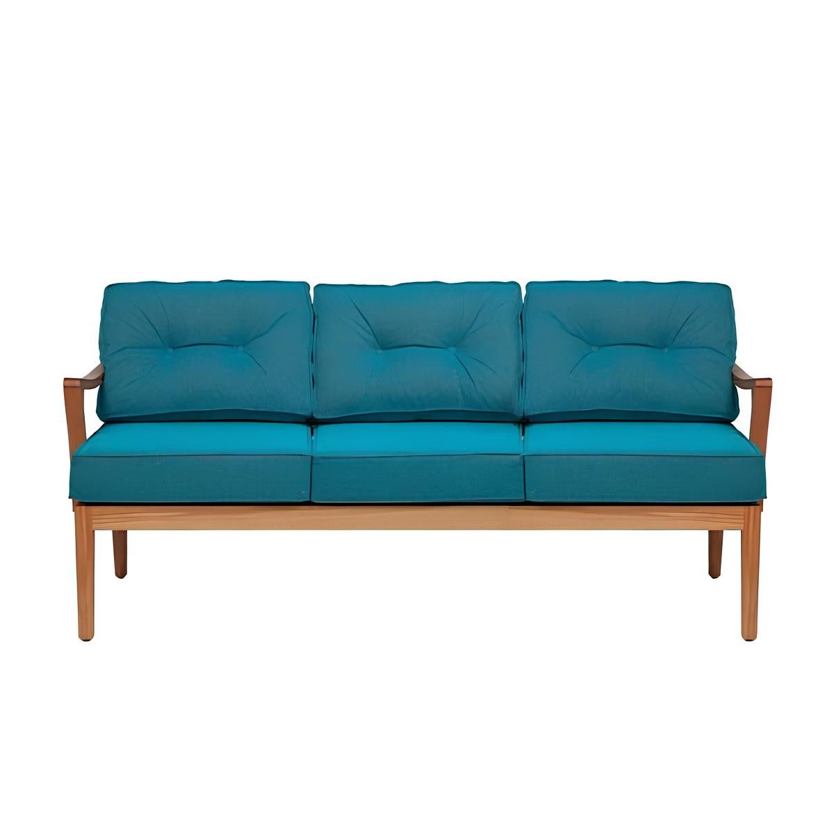 JVmoebel 3-Sitzer Türkise Esszimmerbank aus Holz mit eleganten braunen Füßen, 1 Teile, Made in Europa