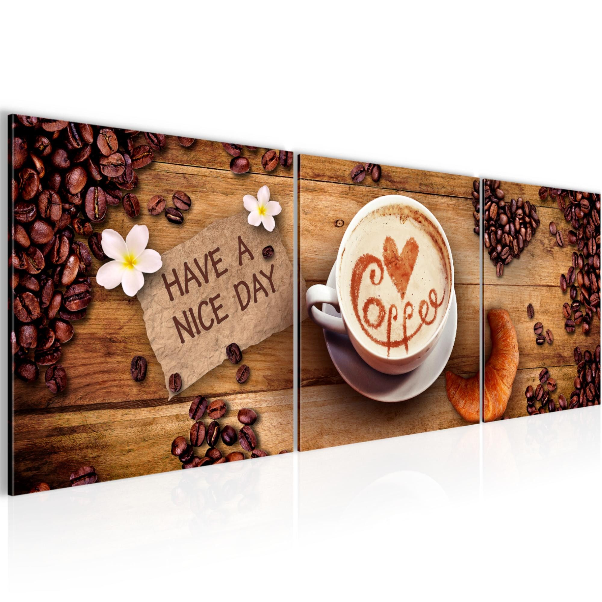 Runa Art Wandbild Küche Kaffee auf Vlies Leinwand Deko Esszimmer Coffee, 90L x 30B cm