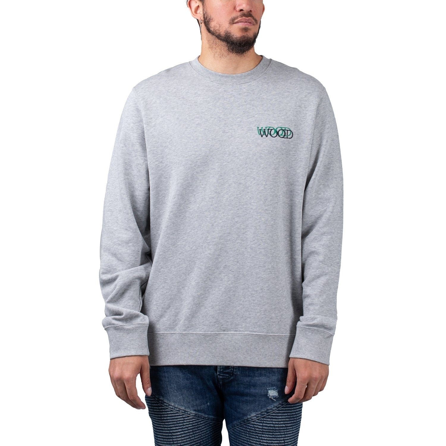 Sweatshirt Grey Hugh Wood Logo WOOD Melange Wood Sweater WOOD