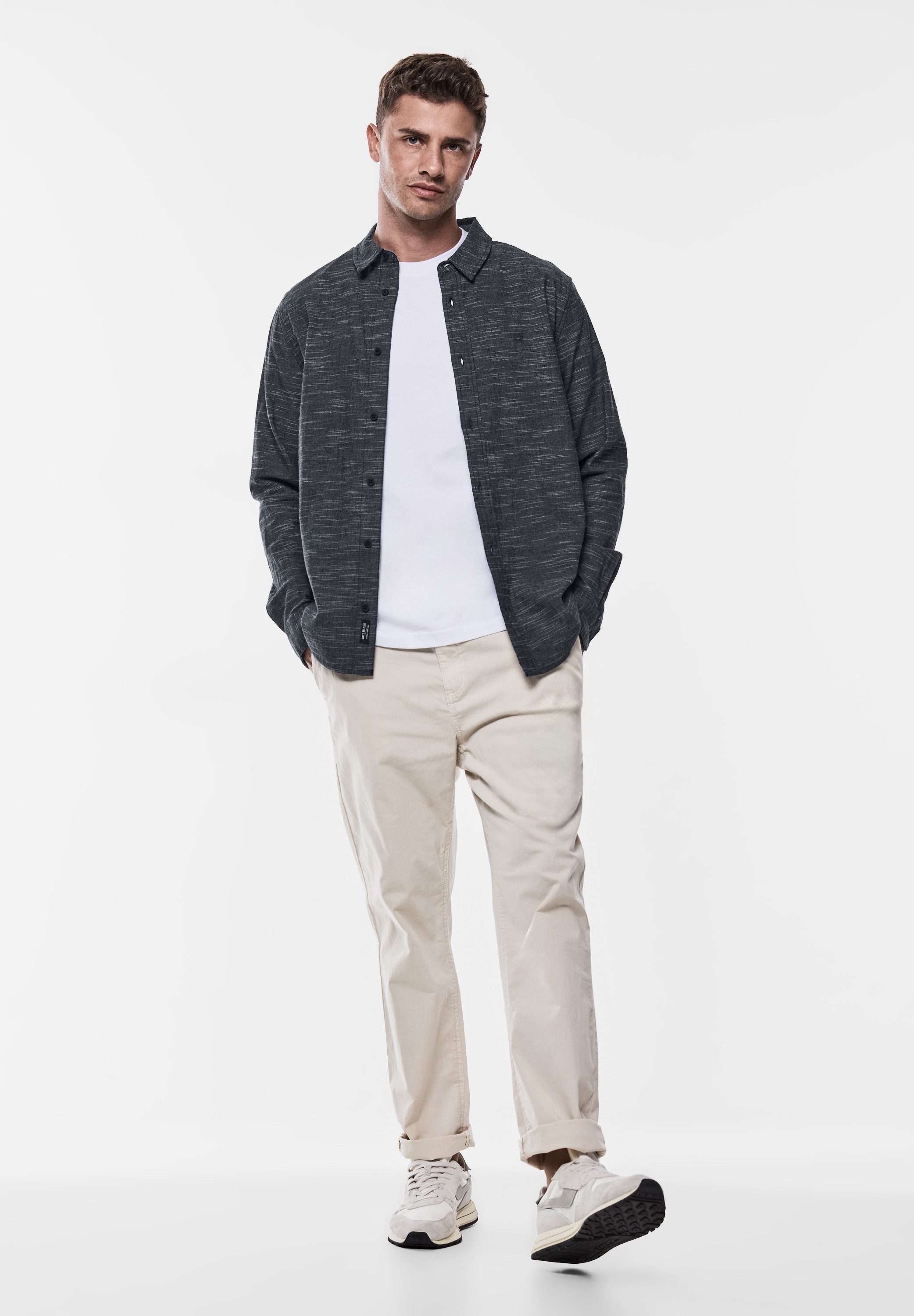 STREET ONE MEN Langarmhemd mit Knopfleiste
