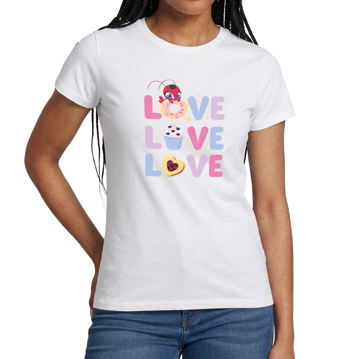Spreadshirt T-Shirt Miraculous Love Love Love Schriftzüge Frauen T-Shirt (1-tlg) Slim Fit, fällt klein aus