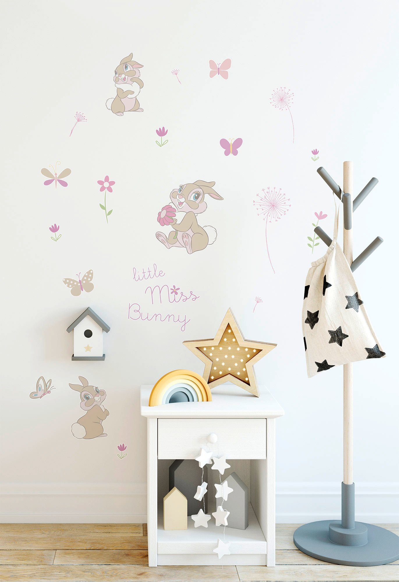 Komar Wandtattoo Little Miss Bunny - Größe 50 x 70 cm (24 St), selbstklebend, Wandsticker, Kinderzimmer