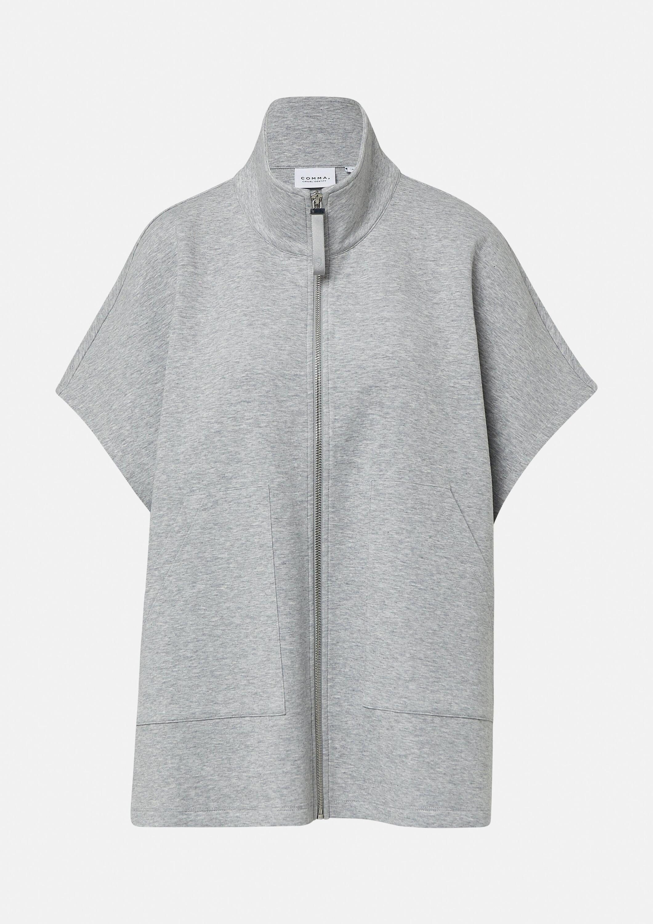 comma Sweatshirt Sweatshirt Oversized Sweatshirt-Cape mit aufgesetzten Taschen