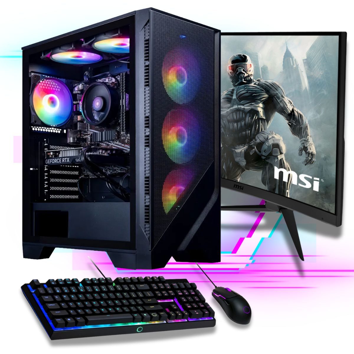 Meinpc AMD Ryzen 7 Set PC-Set (27,00 Zoll, AMD Ryzen 7 5700G, Radeon Vega, 32 GB RAM, 500 GB SSD, Gamer, Gaming, RGB)