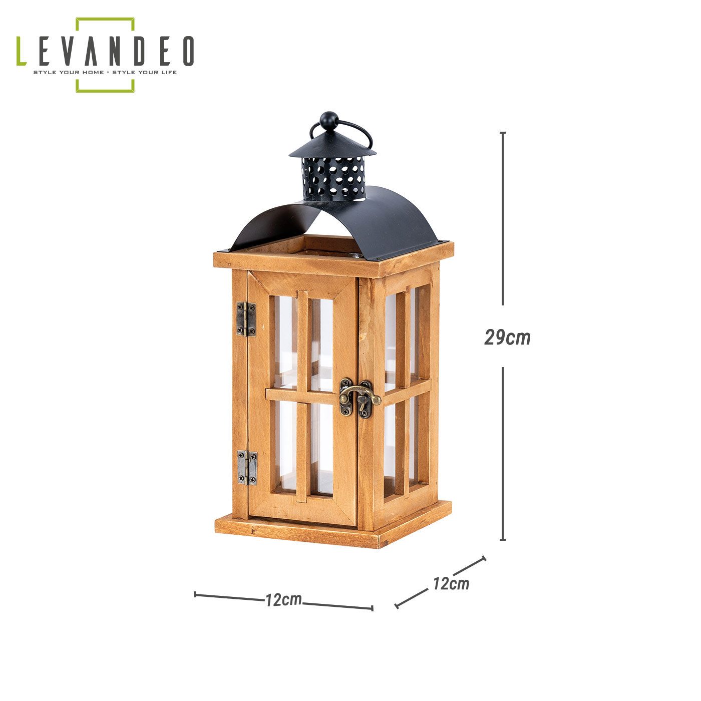 Levandeo® Kerzenlaterne, Laterne H29cm Braun Holz günstig online kaufen