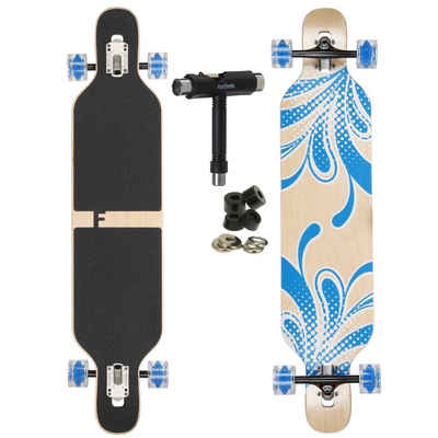 FunTomia Longboard Longboard in 3 Flex Stufen Camber Ahornholz + T-Tool mit LED Rollen, Camber Twin Tip