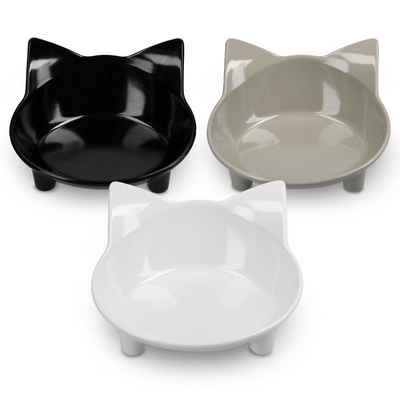Navaris Napf-Set, Keramik, 3-teilig für Katzen - 3er Futternapf Napf rutschfest - 3 x Fressnapf Katzennapf spülmaschinenfest - Wasser Nassfutter Trockenfutter