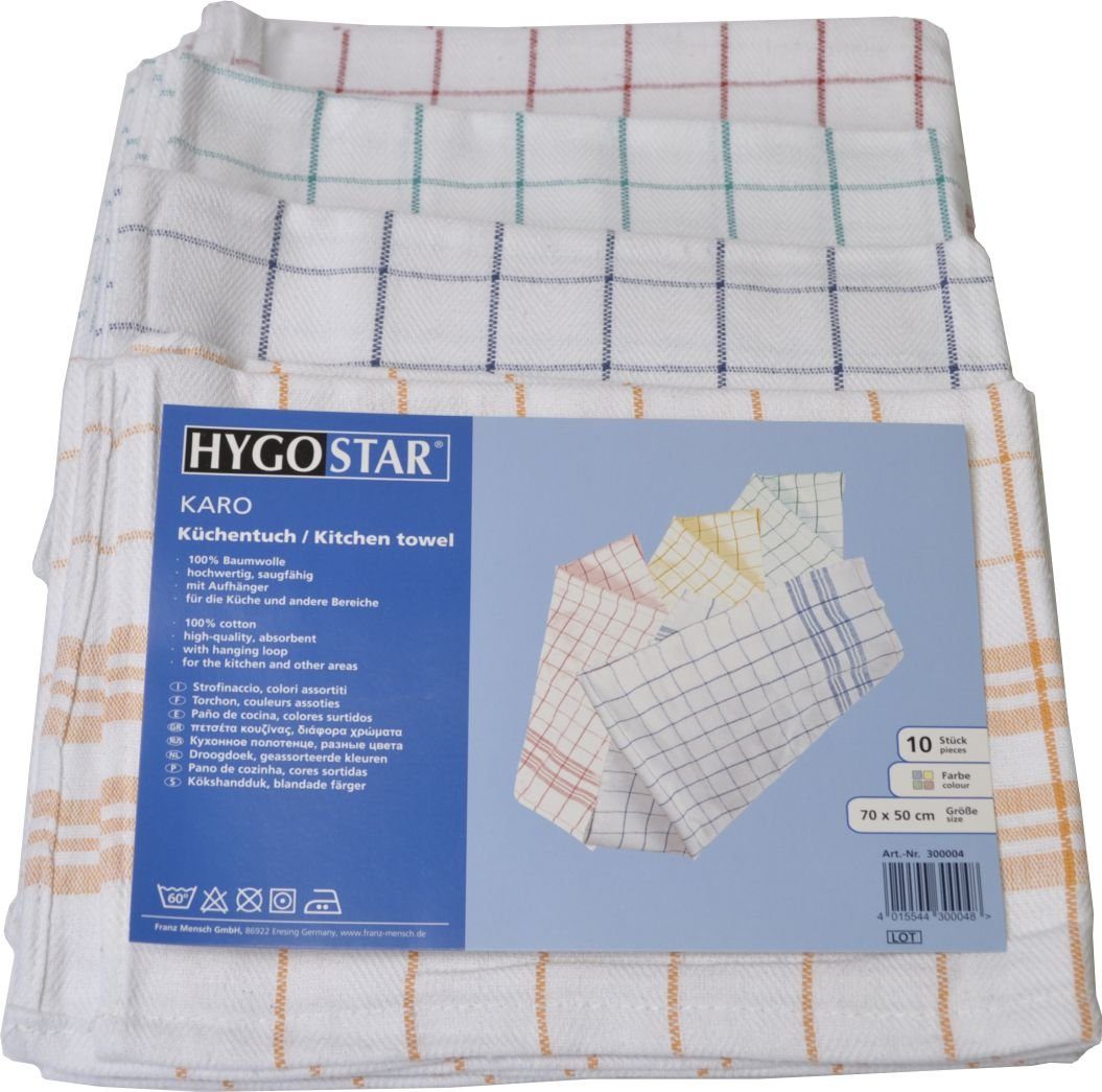 Franz Mensch Handtücher 10 Geschirrtücher KARO 50x70cm farbsortiert, Baumwolle (10-St)