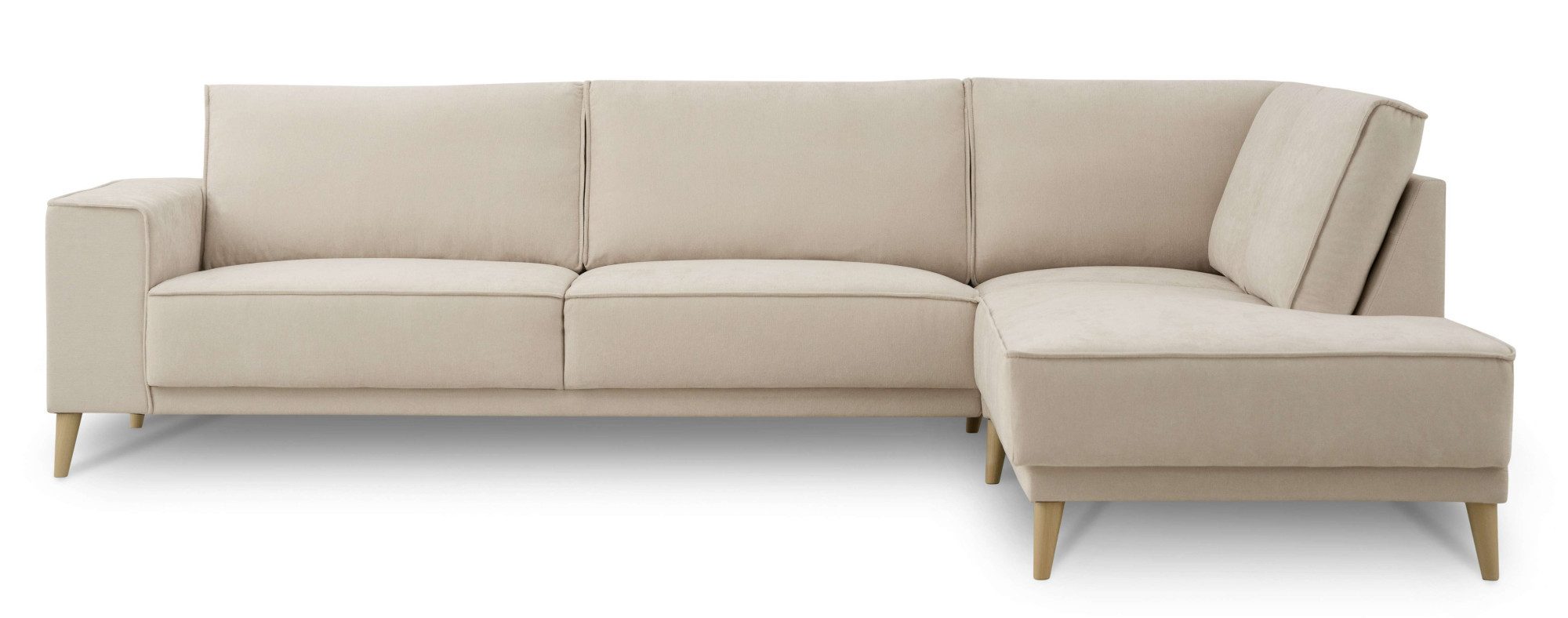 OTTO home Ecksofa Oland Skandi, weicher Chenille-Stoff, L-Form, 289 cm, Wellenunterfederung, Skandi-Design, Massivholzfüße