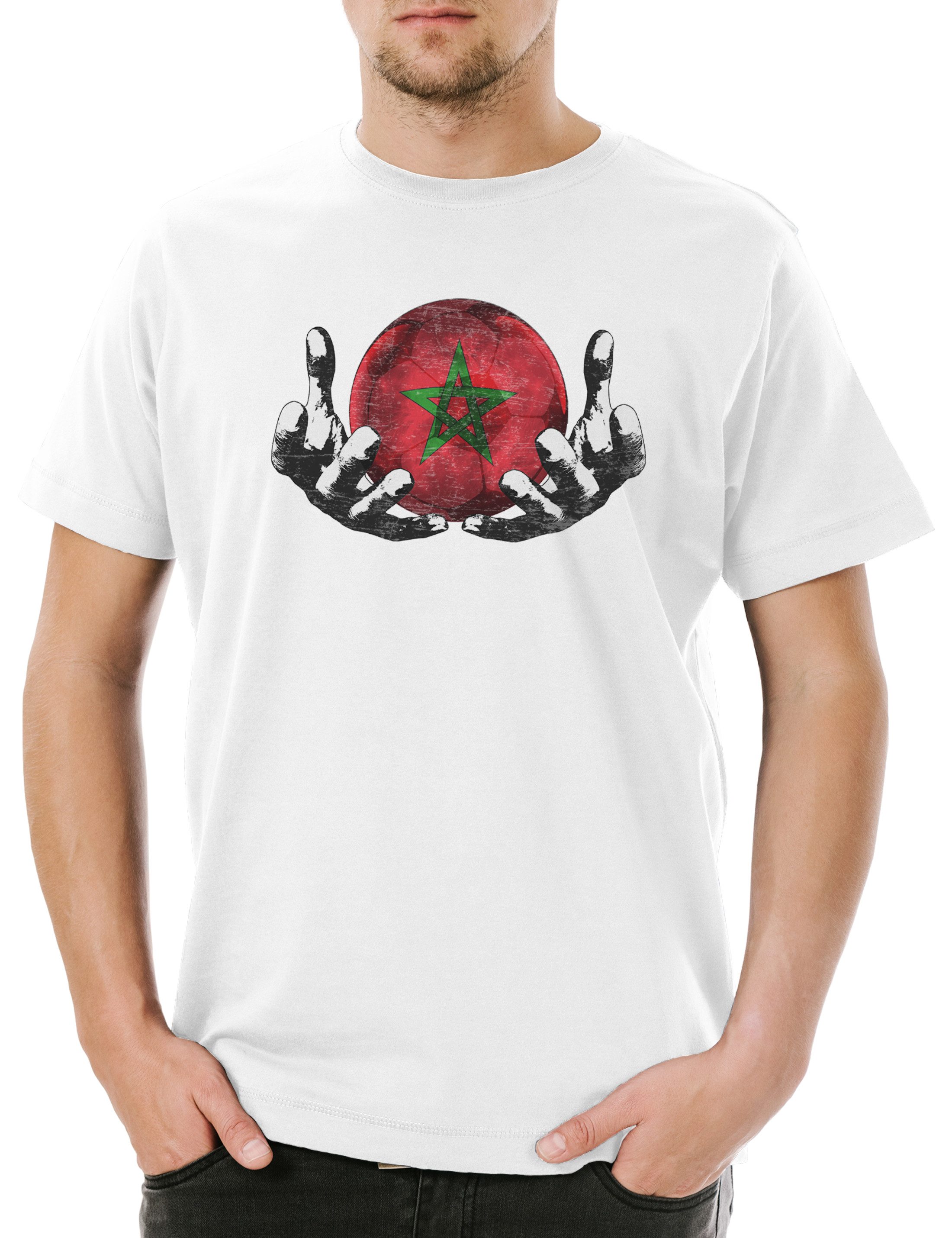 Print-Shirt Morocco Football Magic Ball Herren T-Shirt Marokko Marokkanisch