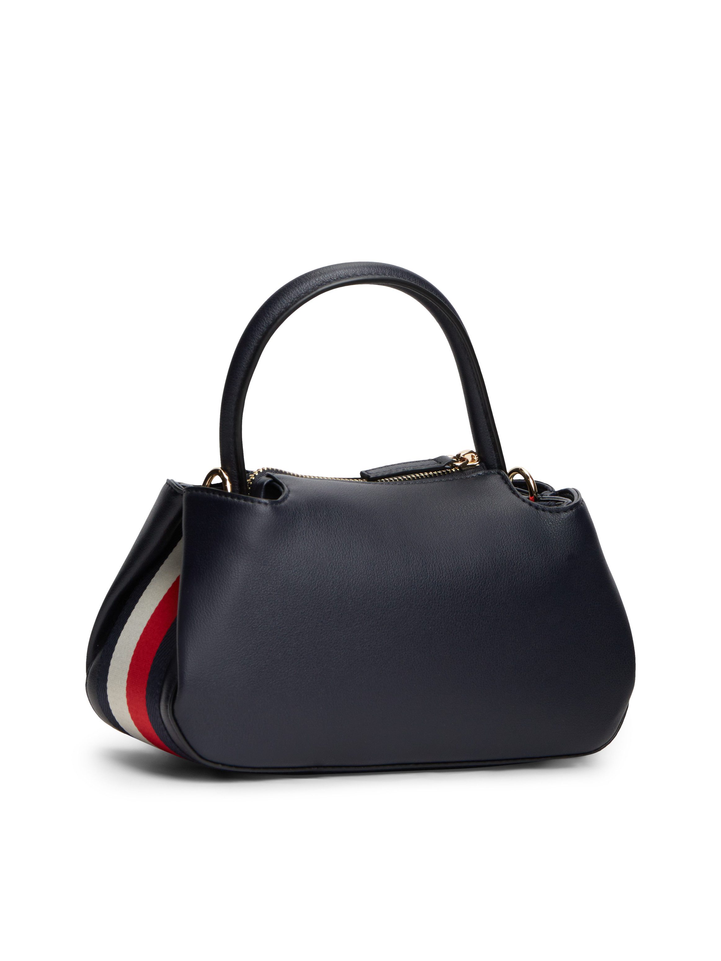 Tommy Hilfiger Henkeltasche TH LOGOTAPE MINI SATCHEL, Damen Handtasche, Umhängetasche mit goldfarbenen Details