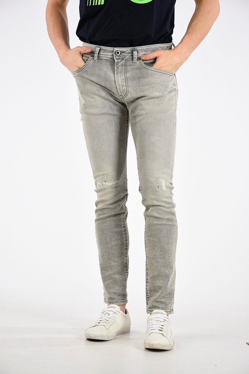 Diesel Slim-fit-Jeans »Herren Thommer 0699J« Grau, Röhrenjeans, Stretch,  5-Pocket-Style, Used-Look, Farbflecken, Länge: L32 online kaufen | OTTO