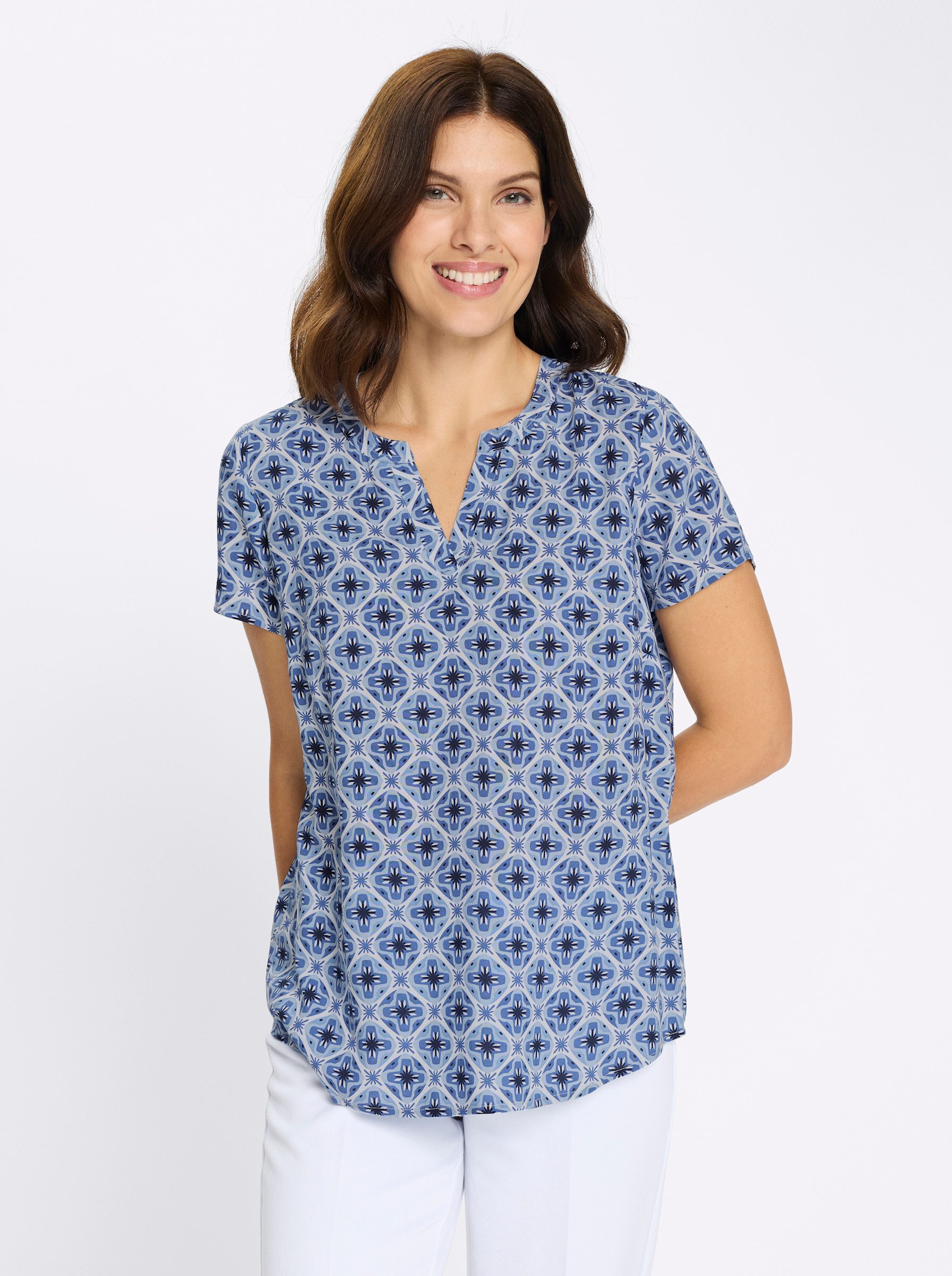 Klassische Bluse Schlupfbluse Kurzarm
