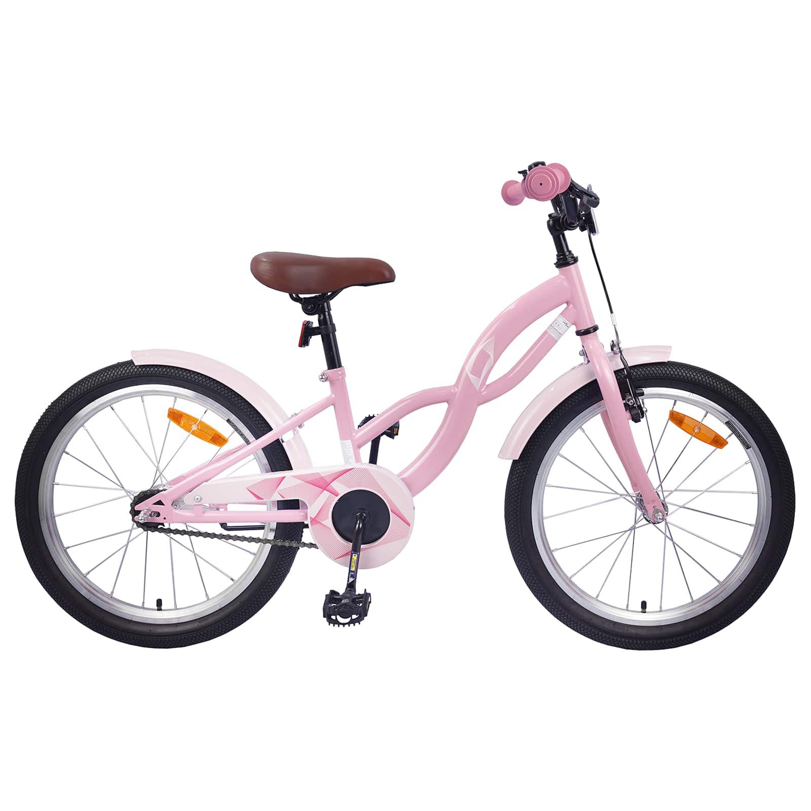 vidaXL Kinderfahrrad 123 x 51 x 78 cm Kinderfahrrad 18 Zoll für 5-7 Jahre alt Hellrosa