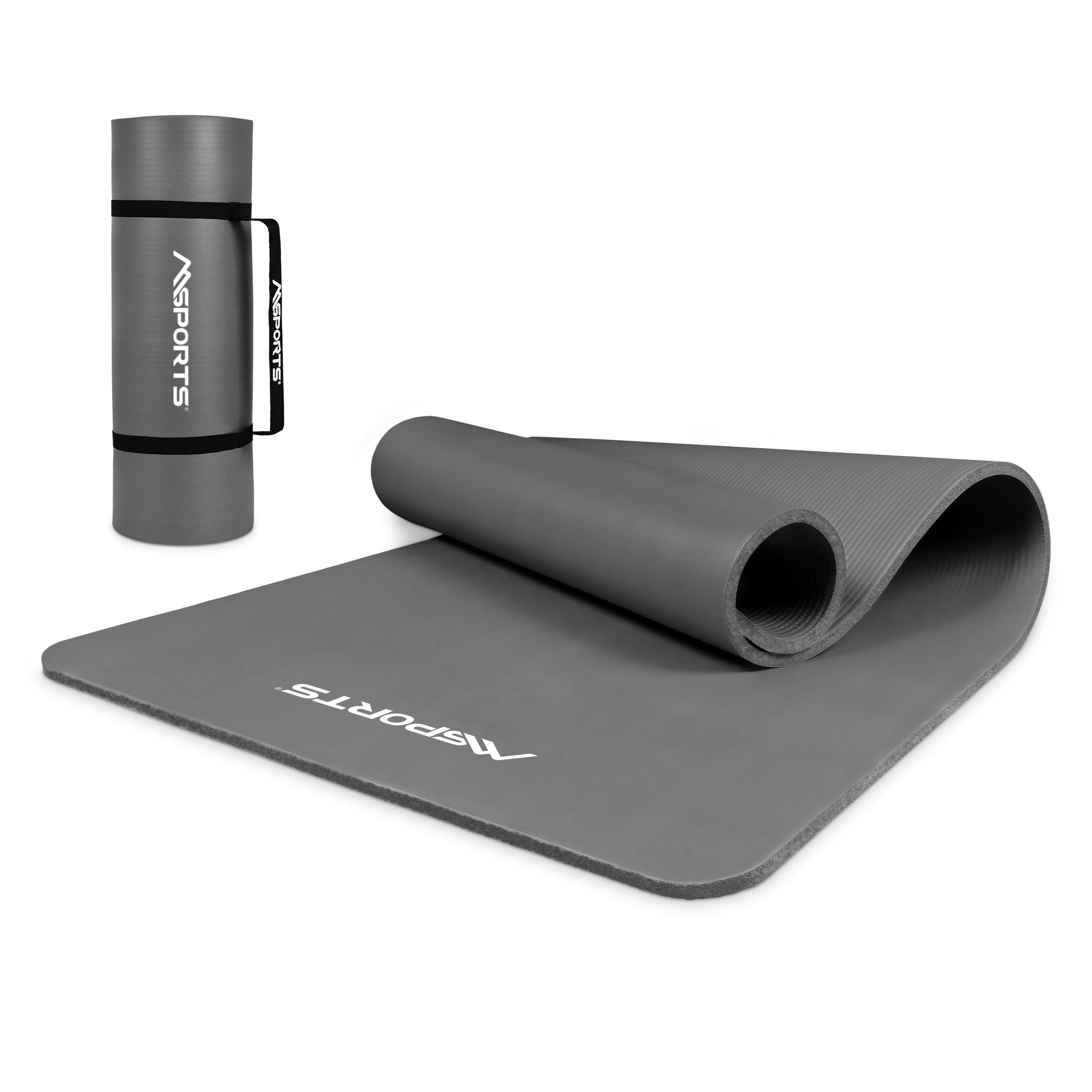 MSports® Gymnastikmatte Fitnessmatte Studio inkl. Übungsposter und Tragegurte