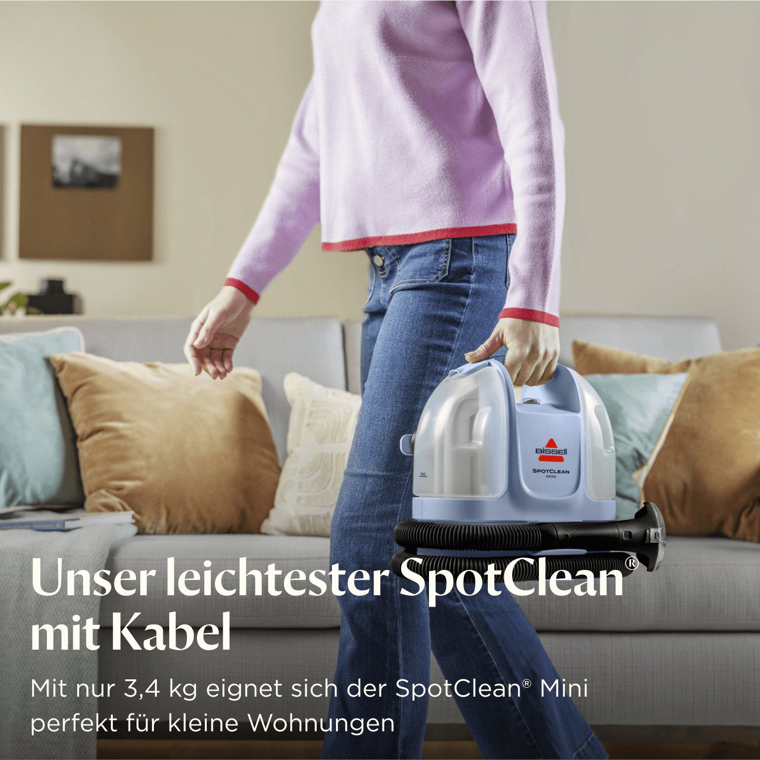 Bissell Wasch-Sauger SpotClean Mini Select, leicht & klein, starke Saugleistung, Dual-Tank, 330 W, beutellos, 12.5kPa, reinigt Flecken auf Teppich, Polster, Autositz