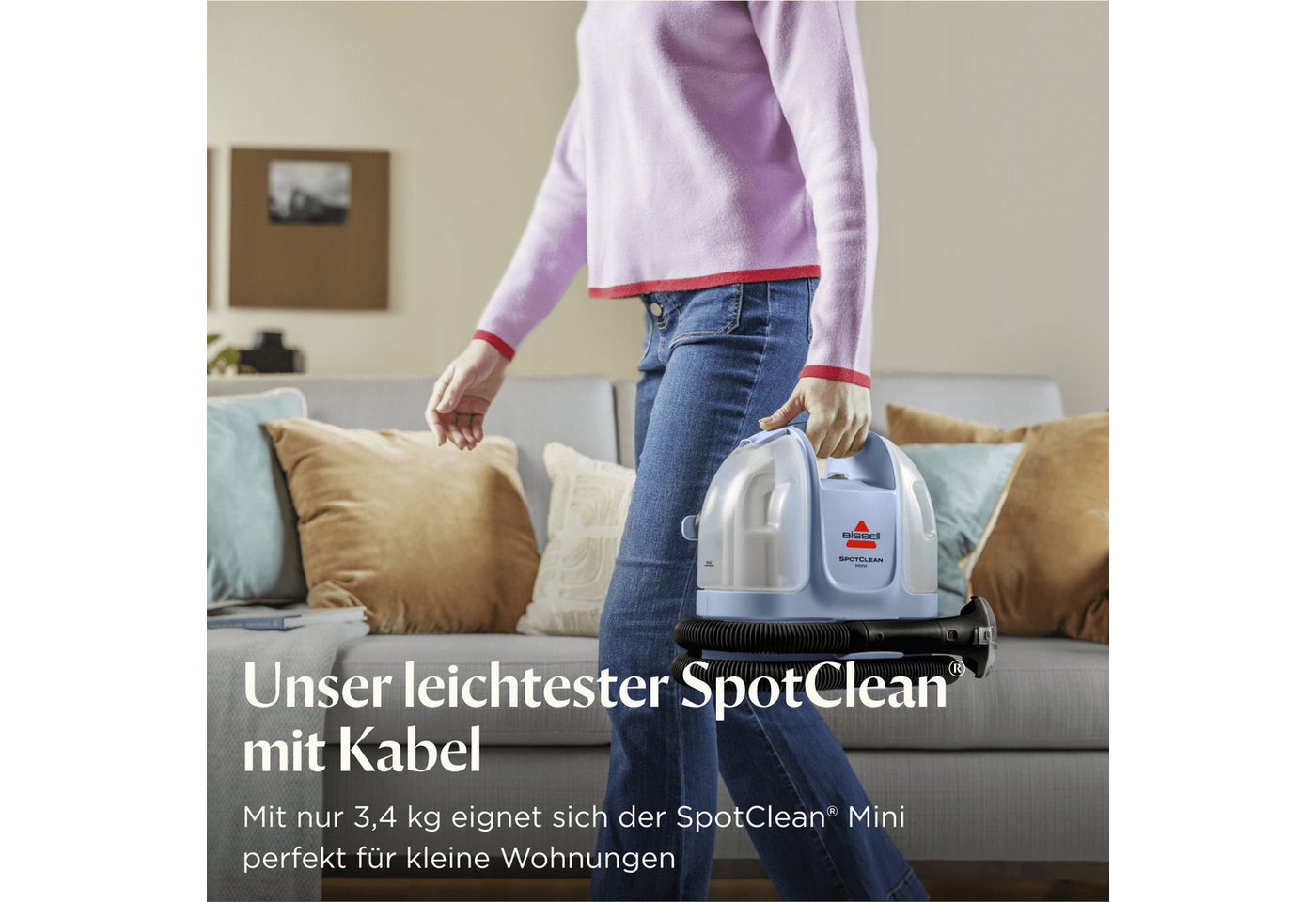 Bissell Wasch-Sauger SpotClean Mini Select, leicht & klein, starke Saugleistung, Dual-Tank, 330 W, beutellos, 12.5kPa, reinigt Flecken auf Teppich, Polster, Autositz