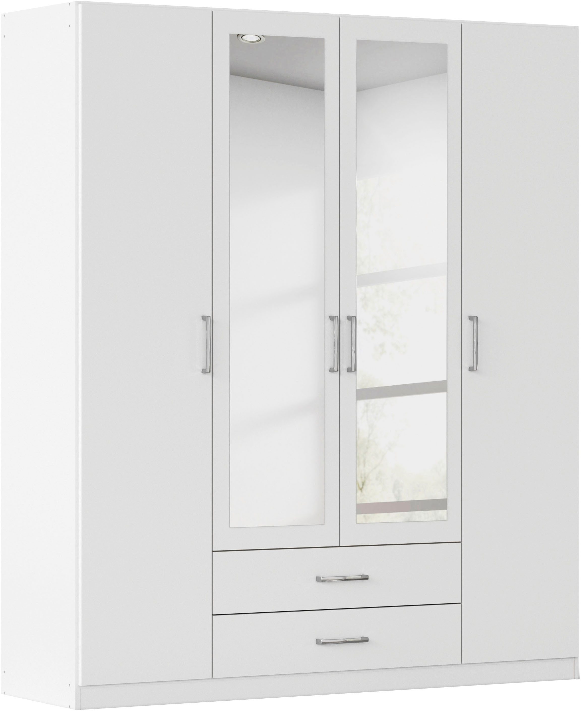 rauch Kleiderschrank Schrank Garderobe Ankleide GAMMA Breiten 91/136/181/226/271/315/360 cm (in 3 Ausstattungen BASIC/CLASSIC/PREMIUM (inkl. SOFT-CLOSE-Funktion) verschiedene Griff-Varianten, mit Spiegel TOPSELLER MADE IN GERMANY