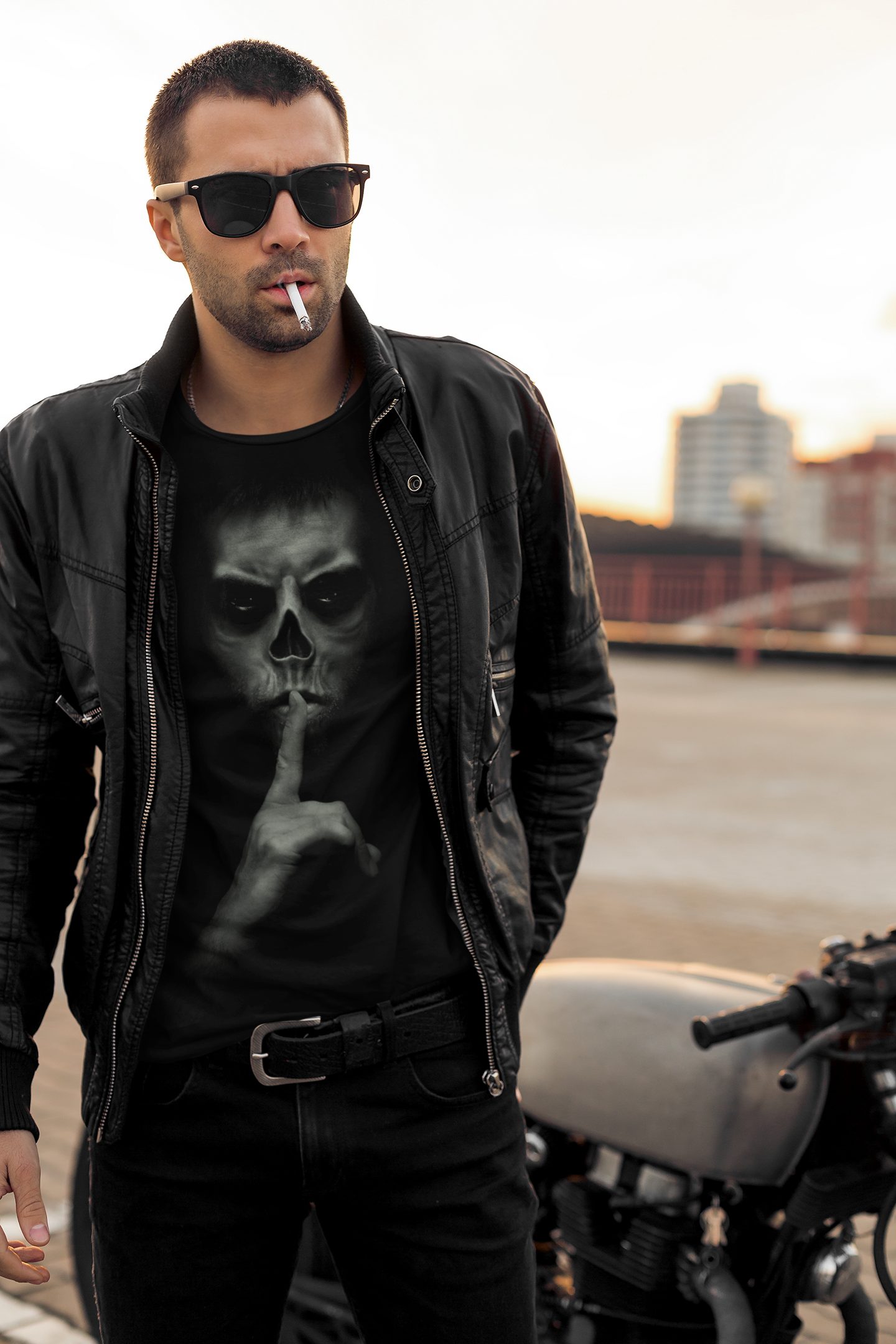Baddery Print-Shirt Totenkopf Shirt, "Pssst!", Horror günstig online kaufen