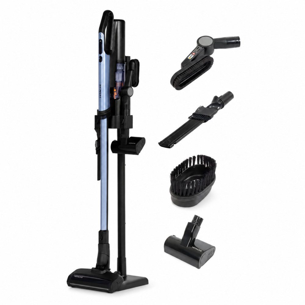 Hitachi Akku-Handstaubsauger PV-XHE 4 PL MB 2in1 Akku-Sauger (50 Min., LED, HEPA, Ladestation), 550 W, beutellos, Green-Light-LED-Technologie, bis zu 80 Min. Laufzeit, 225 AW Saugkraft
