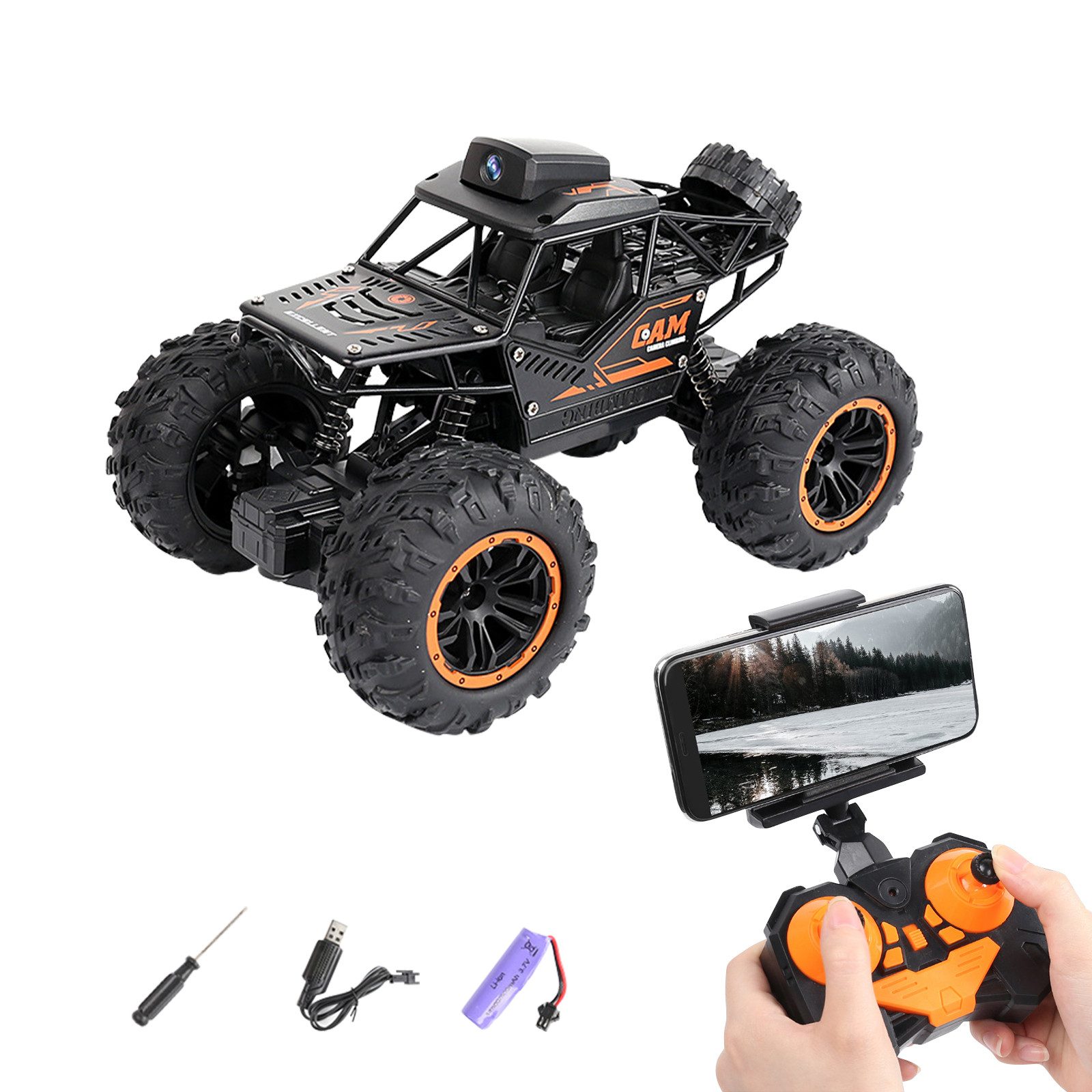 RC-Auto 1:16 RC Truck mit 720P Kamera, WiFi & App, Echtzeit-Video Allrad