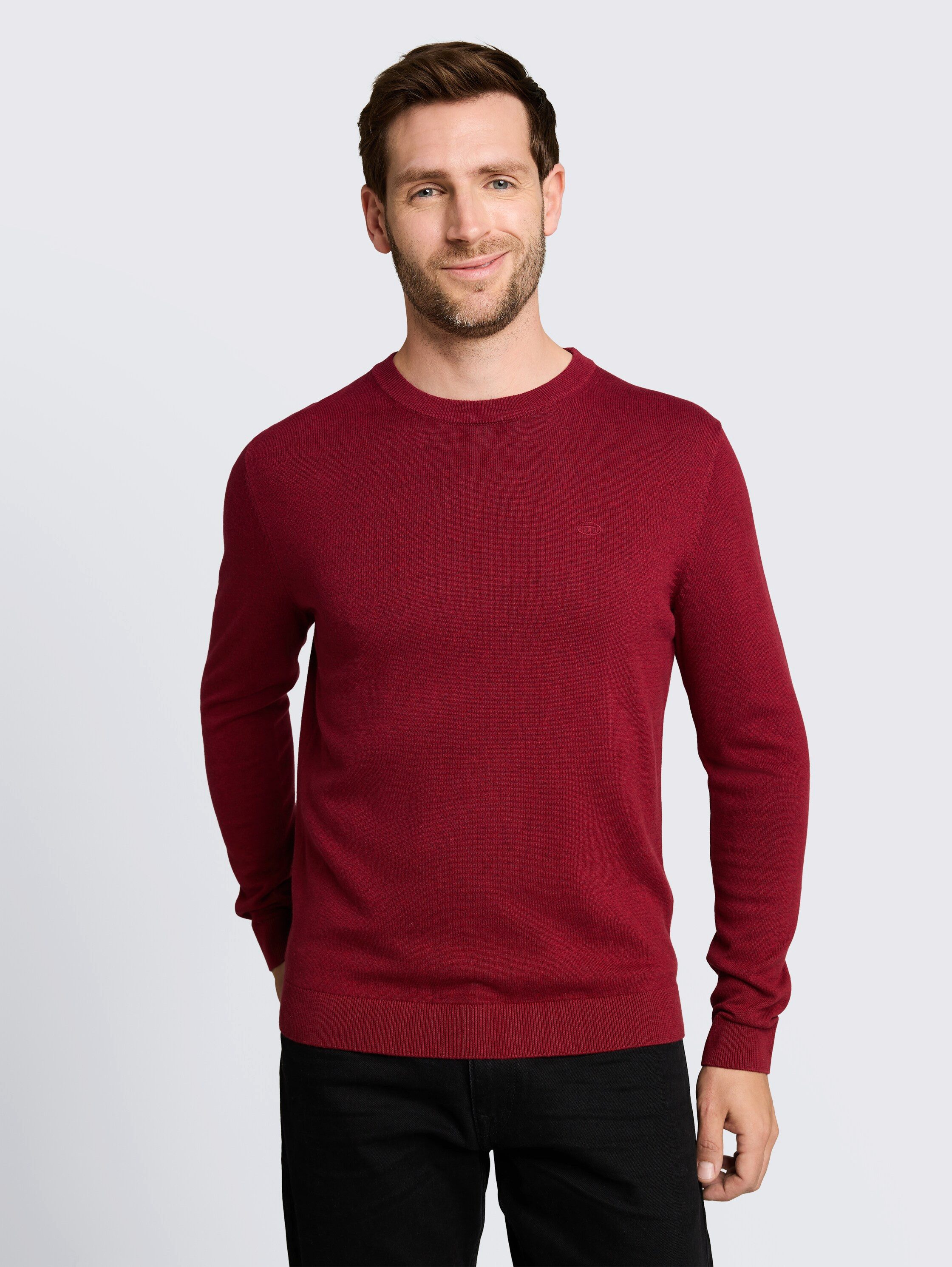 TOM TAILOR Rundhalspullover mit Logostickerei