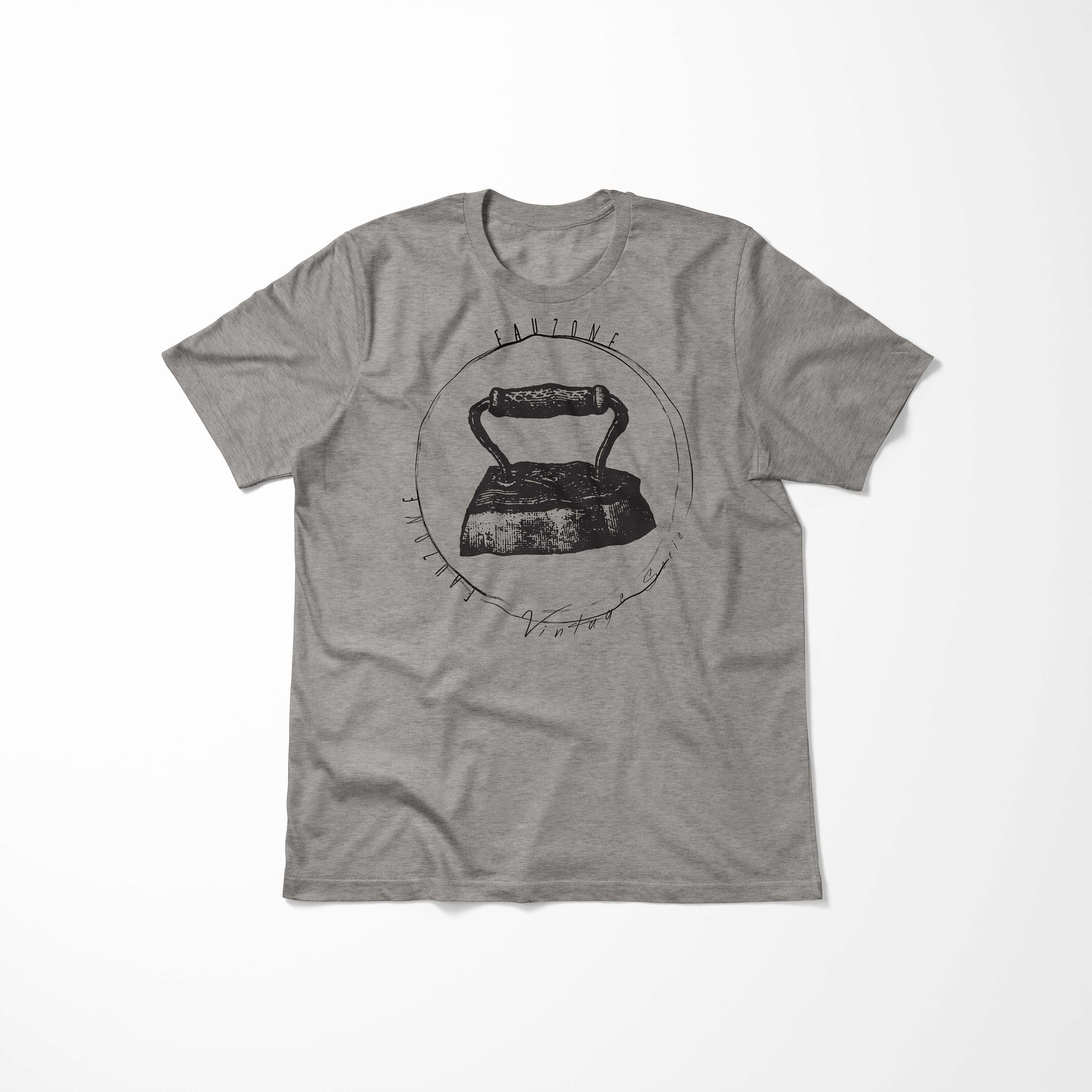 T-Shirt T-Shirt Bügeleisen Art Herren Vintage Sinus Ash