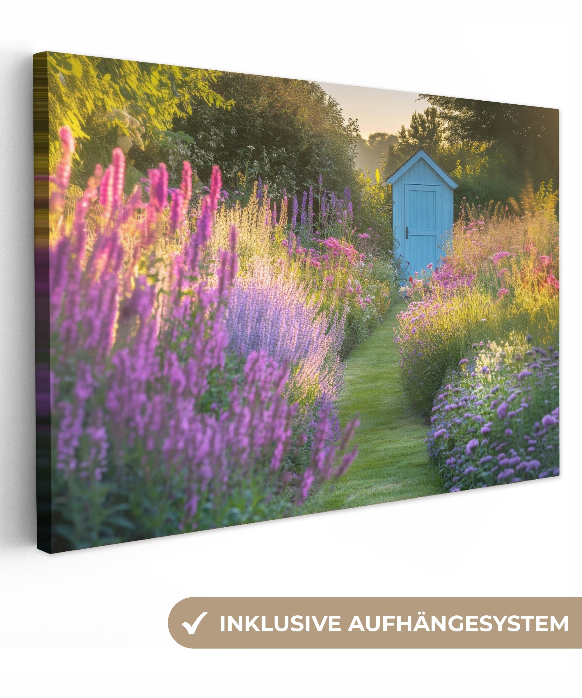 OneMillionCanvasses® Leinwandbild Gartenhaus - Blau - günstig online kaufen