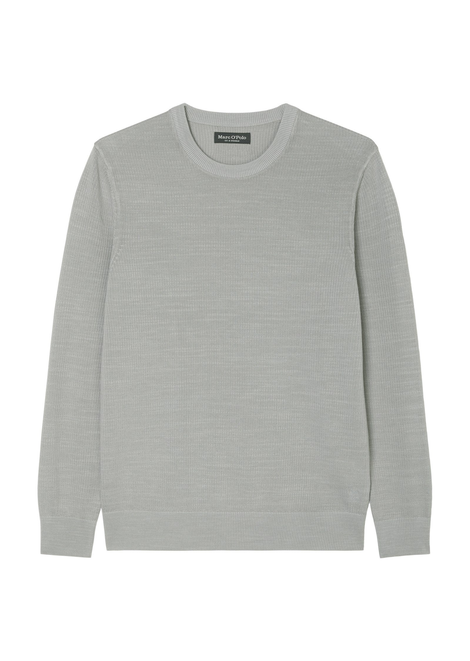 grau Marc geripptem Rundhalspullover O'Polo Cotton Organic aus fein