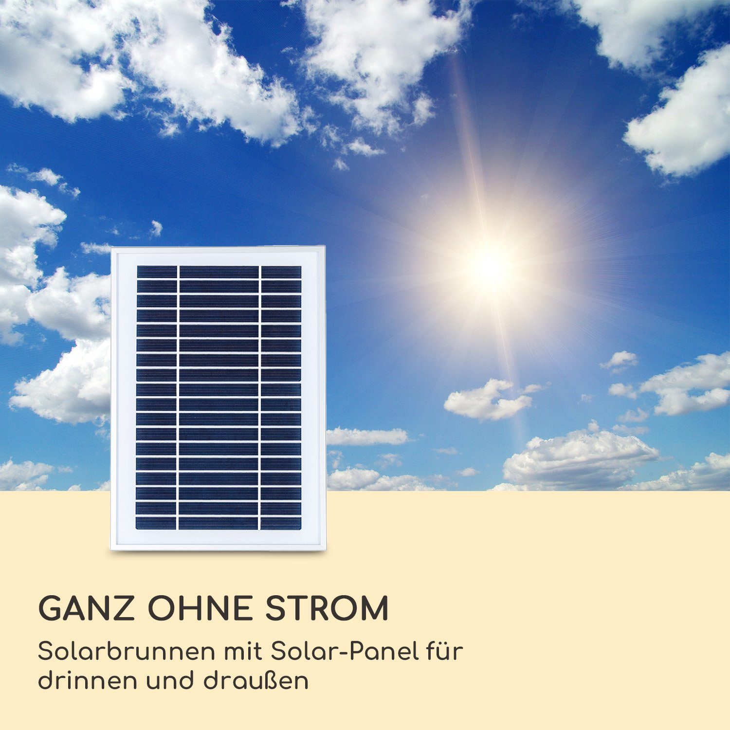 solar und blumfeldt spring brunnen Anschlussmaterial), (Set, Solarbrunnen, zimmer XL zier led-beleuchtung outdoor tlg., Pumpe,Solarpanel;LED-Beleuchtung terasse inkl. Stonehenge 5 Sand Wasserspiel