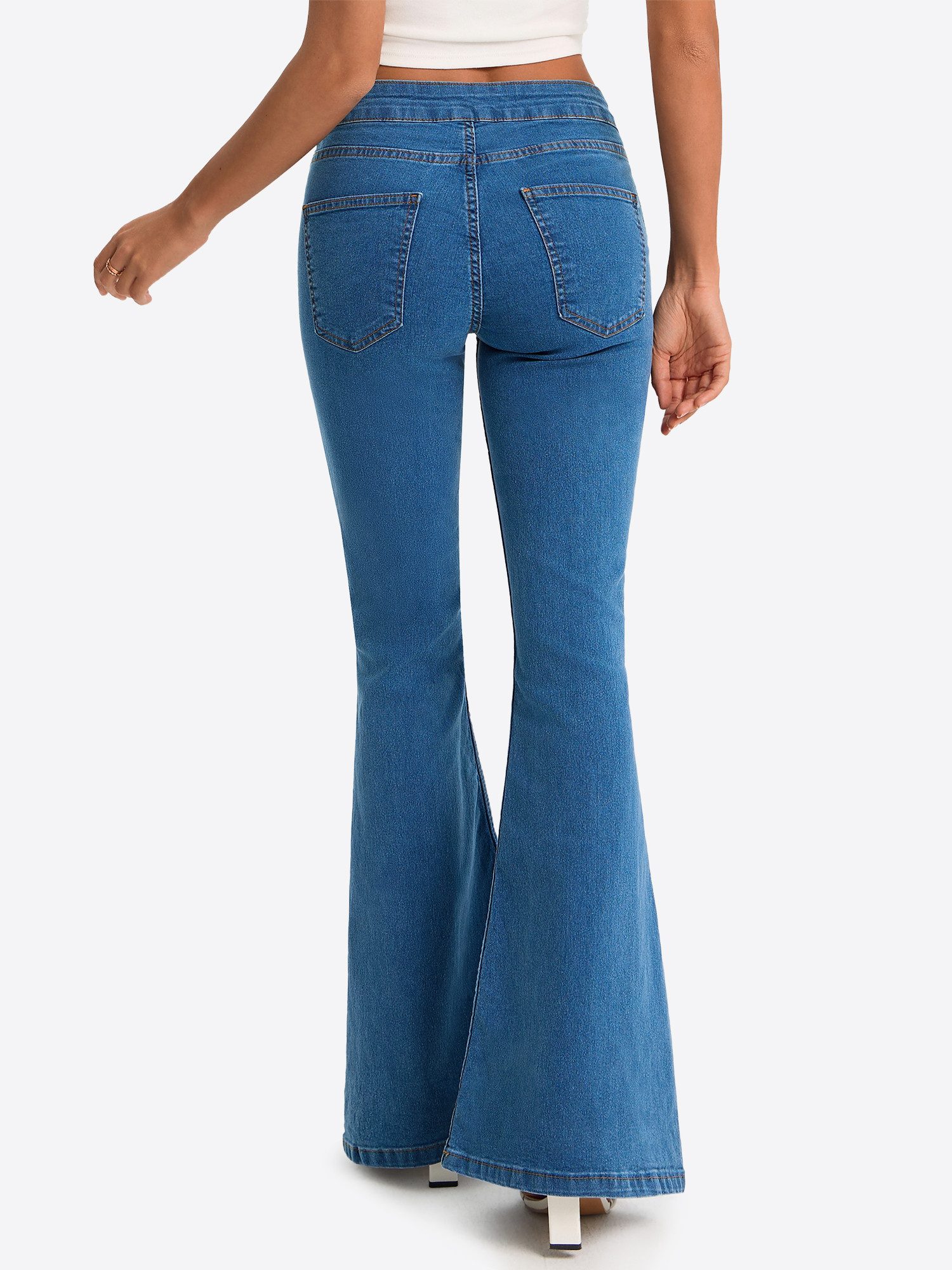 Imily Bela Schlagjeans Damen Formende Schlagjeans (Packung, 1-tlg., 1per-Pack) elastisch