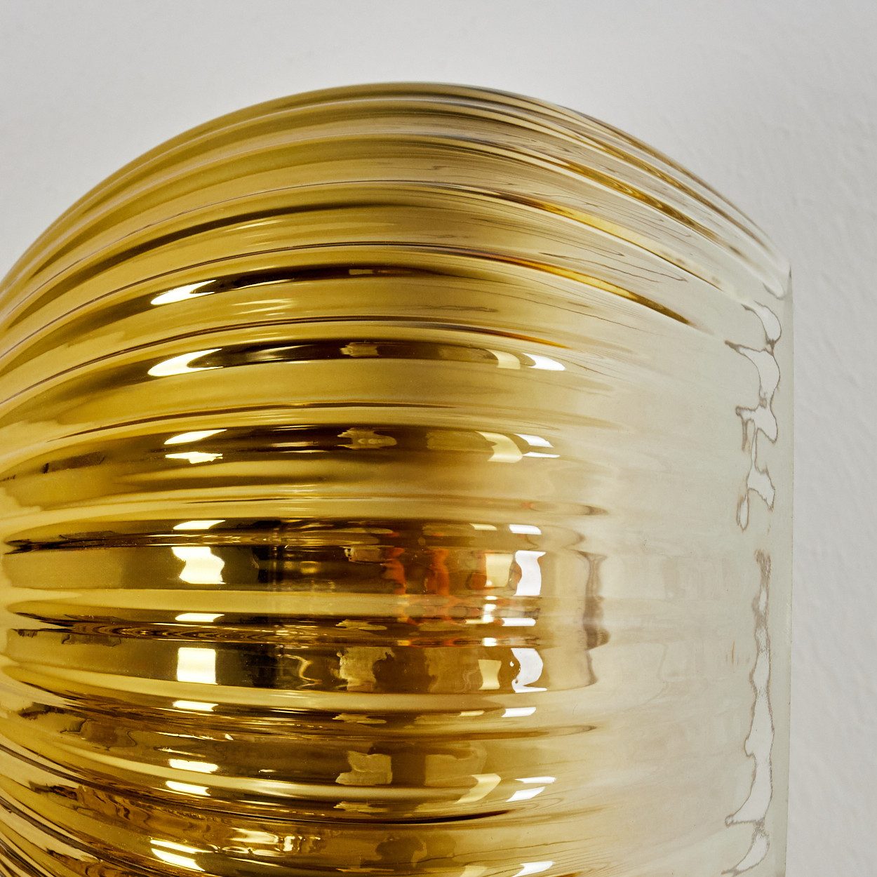 hofstein Wandleuchte Wandlampe aus Metall/Riffelglas in Schwarz/Goldfarben/Klar, moderne Wandleuchte im Retro/Vintage-Design (Schirme 15 cm), E14
