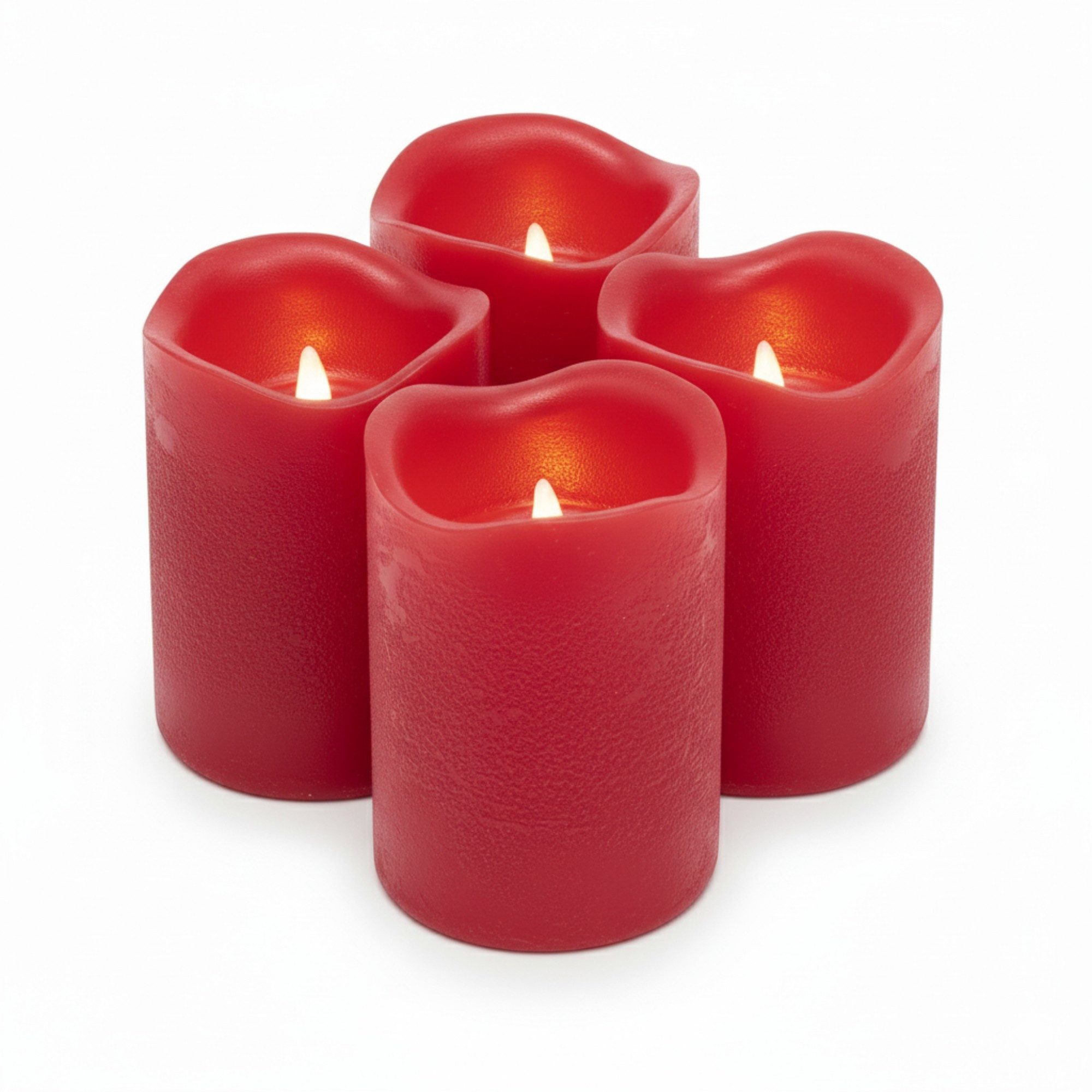 ToCi LED-Kerze 4er-Set LED-Kerze mit Timer Kerzenlicht Echtwachskerze Rot Ø günstig online kaufen