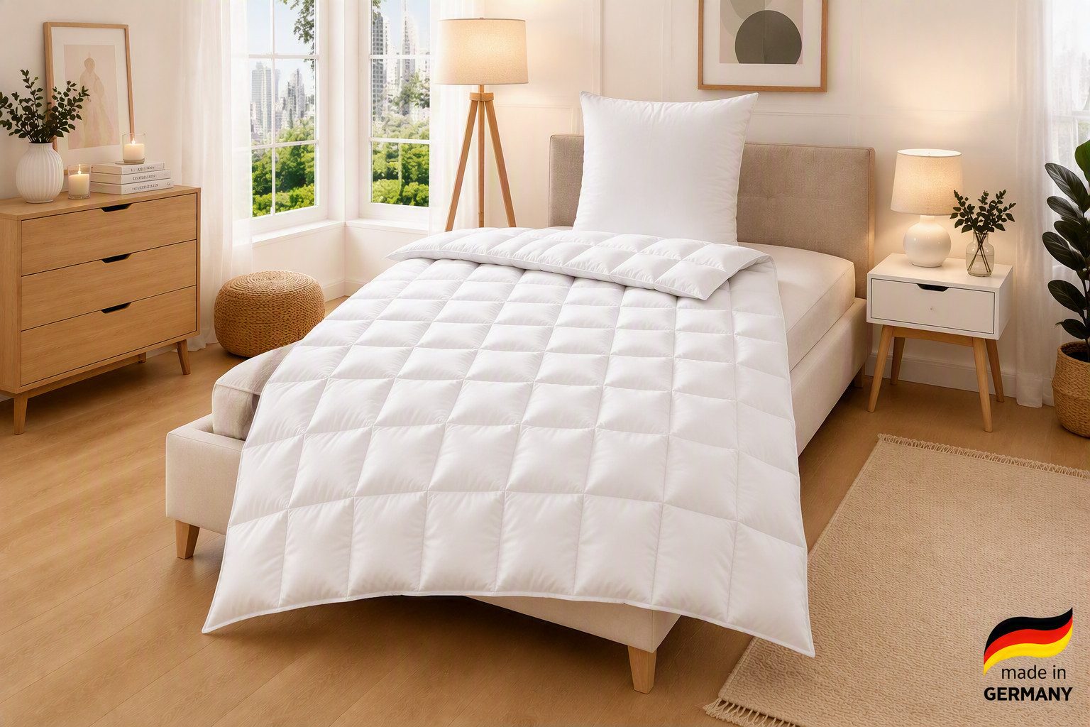 OTTO home Daunenbettdecke Köniz, Bettdecke 135x200 cm, 155x220 cm und weitere Größen, Füllung: 60% Daunen, 40% Federn, Bezug: 100% Baumwolle, Bettdecken, Sommer, Winter, Decke ist Made in Green zertifiziert