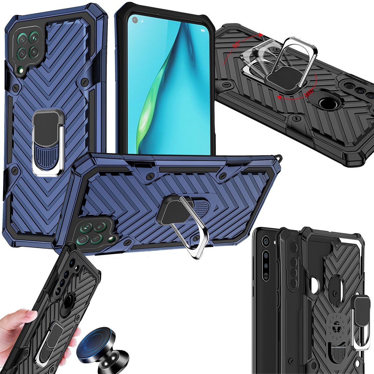 Wigento Handyhulle Fur Huawei P40 Lite Hybrid Case Metall Armor Dunkelblau Handy Tasche Hulle Cover Schutz Online Kaufen Otto