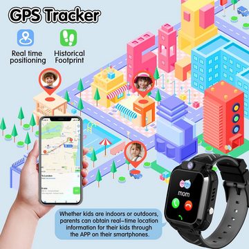 LITEYPP Kinder's GPS und Anruf Funktion,SOS, Spiele Smartwatch, mit GPS mit SIM-Telefon Schrittzähler, Musik, Kamera Kinder Beschenken
