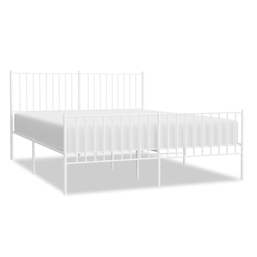 vidaXL Bettgestell, Bettrahmen mit Kopf- und Fußteil Metall Weiß 150x200 cm günstig online kaufen