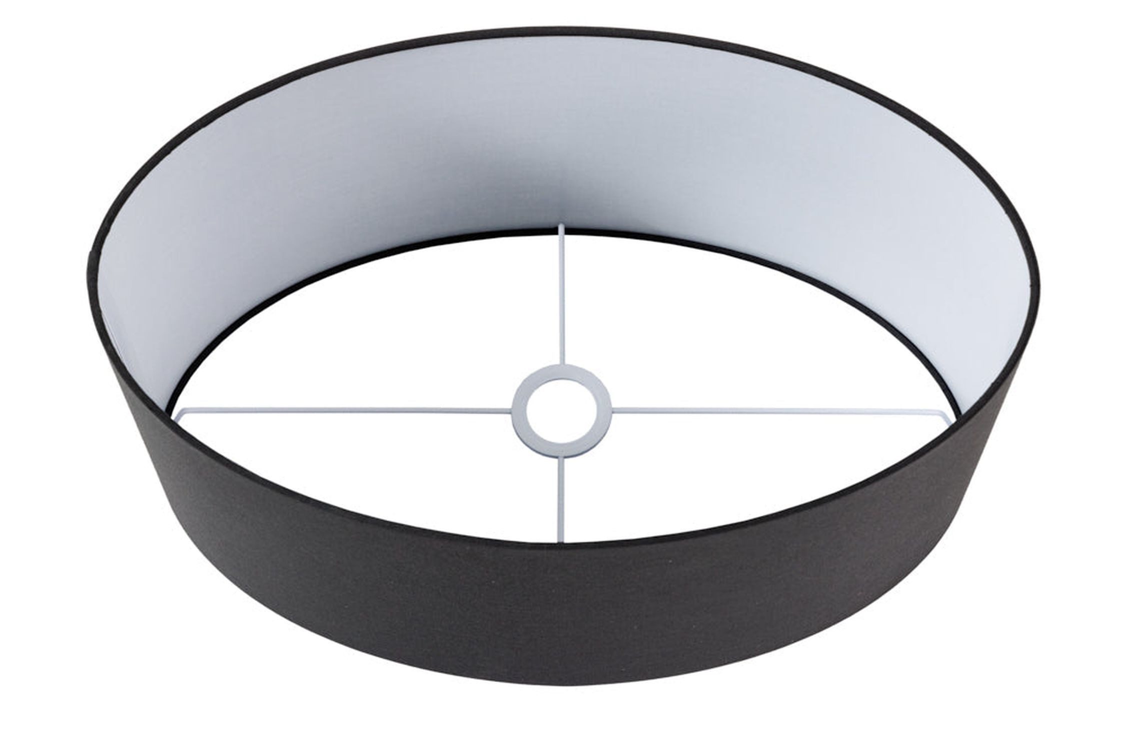 Licht-Erlebnisse Lampenschirm LAMPENSCHIRM, Lampenschirm E27 für Tischlampe Stoff Ø 50 cm rund Schwarz Weiß Modern