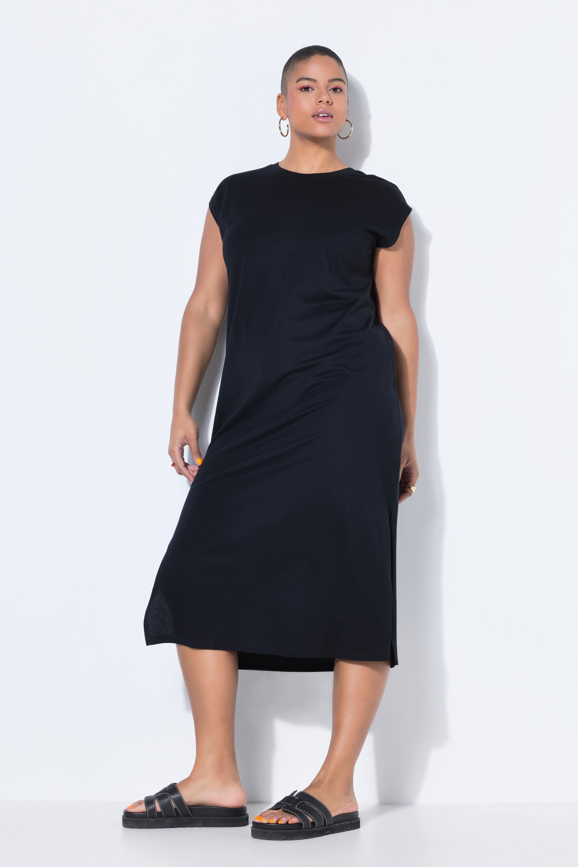 Studio Untold Jerseykleid Jersey-Midikleid oversized ärmellos Seitenschlitze