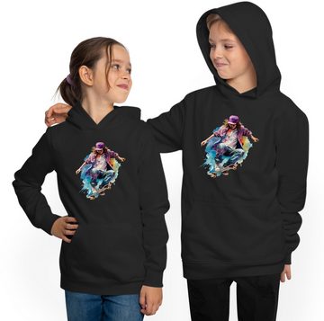 MyDesign24 Hoodie Kinder Kapuzenpulli - cooler springender Skater Kapuzensweater mit Aufdruck, i555