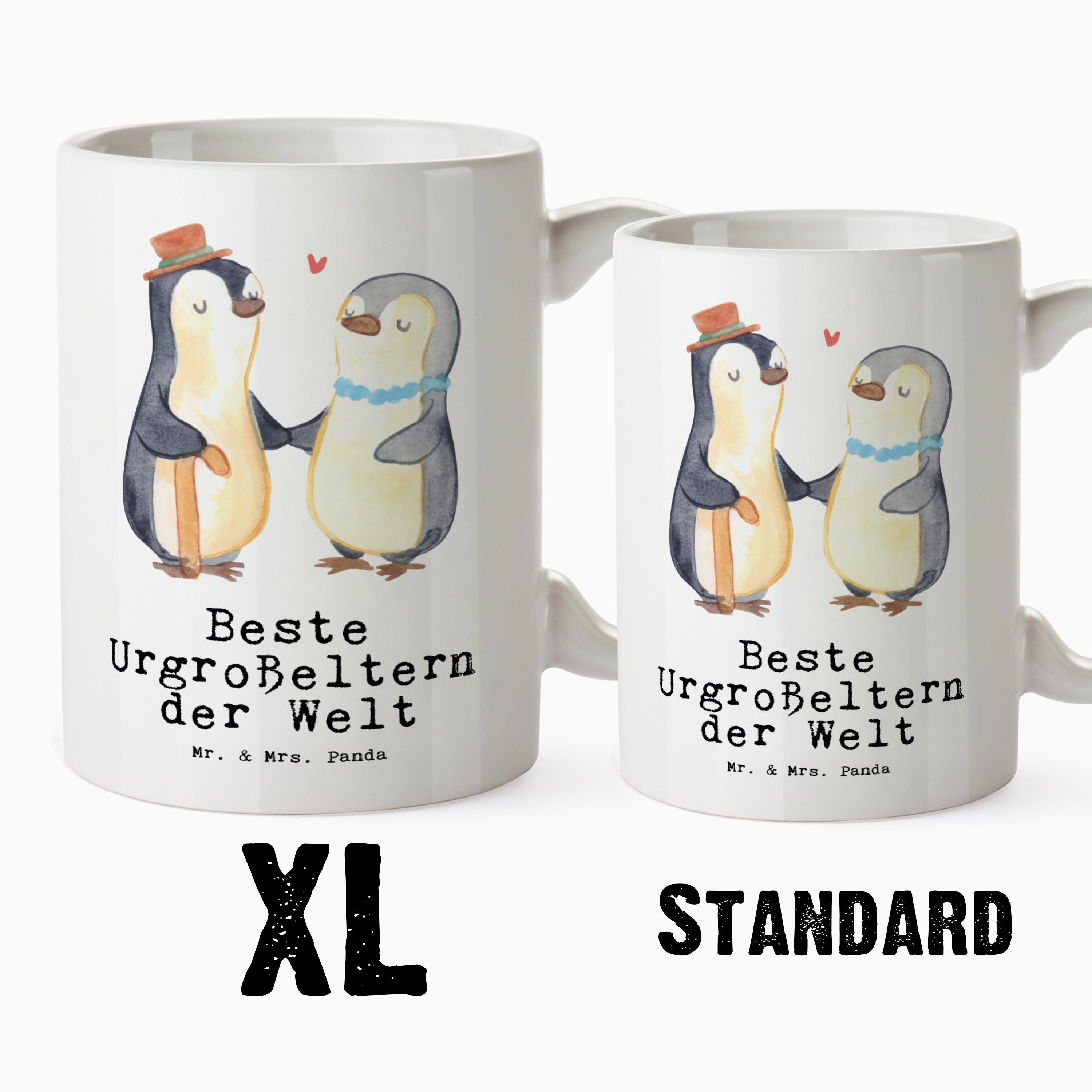 Mr. & Mrs. Panda Tasse Pinguin Beste Urgroßeltern der Welt - Weiß - Geschenk, für, Enkel, XL, XL Tasse Keramik | Tassen